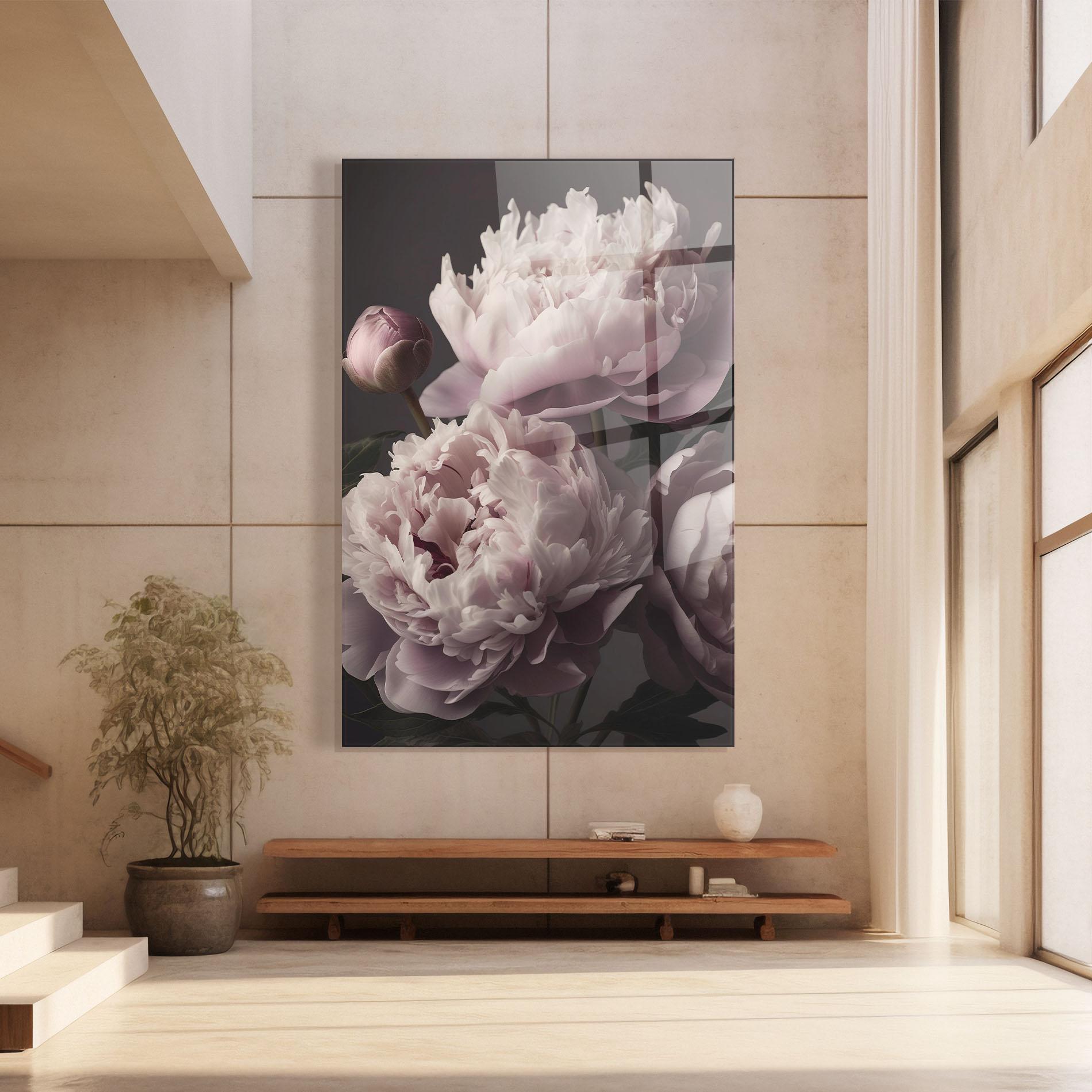 Tablou Sticla Grey Pastel Pink Peony mockup 8
