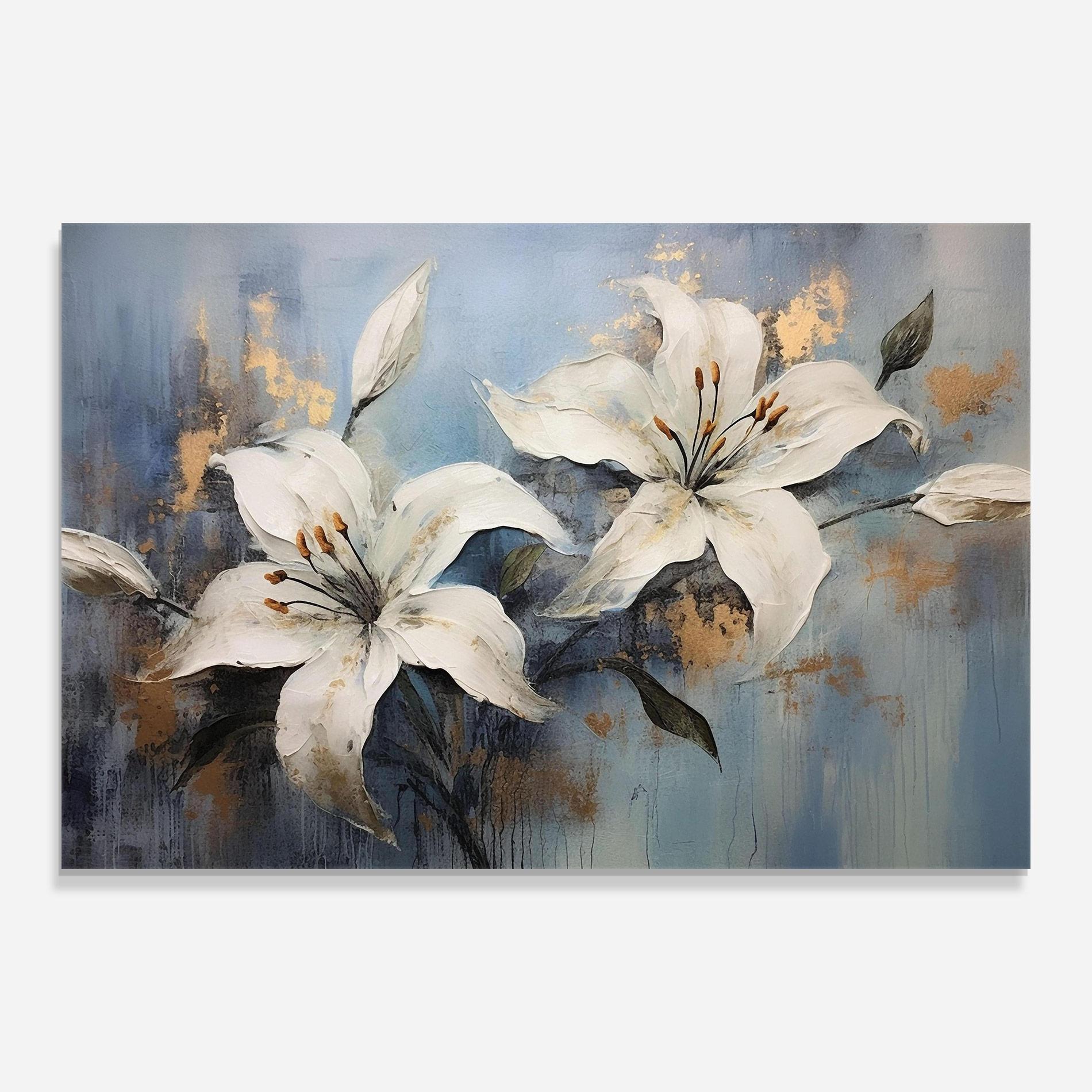 Tablou Sticla Gold Lily Painting mockup 0