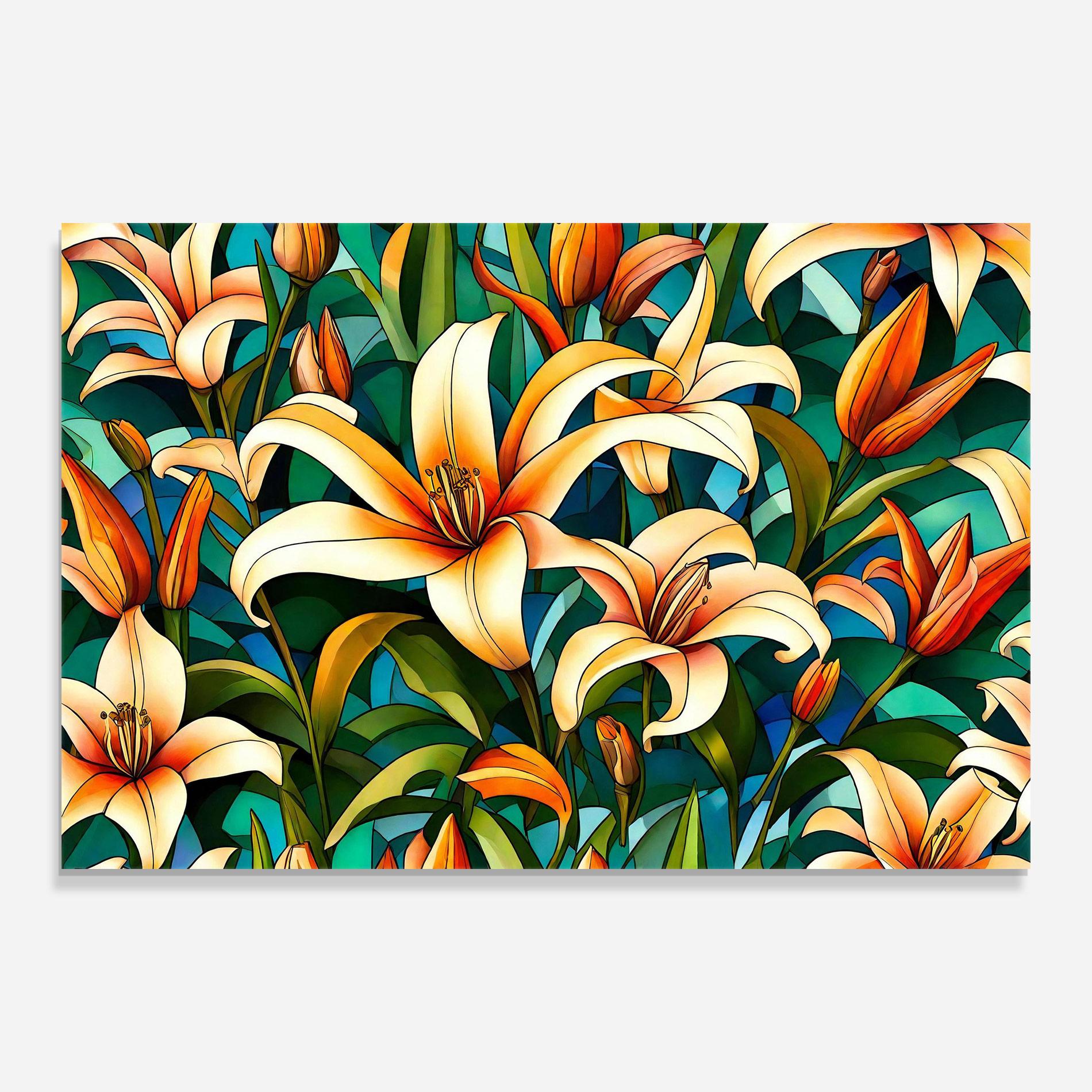 Tablou Sticla Lily Pattern mockup 0