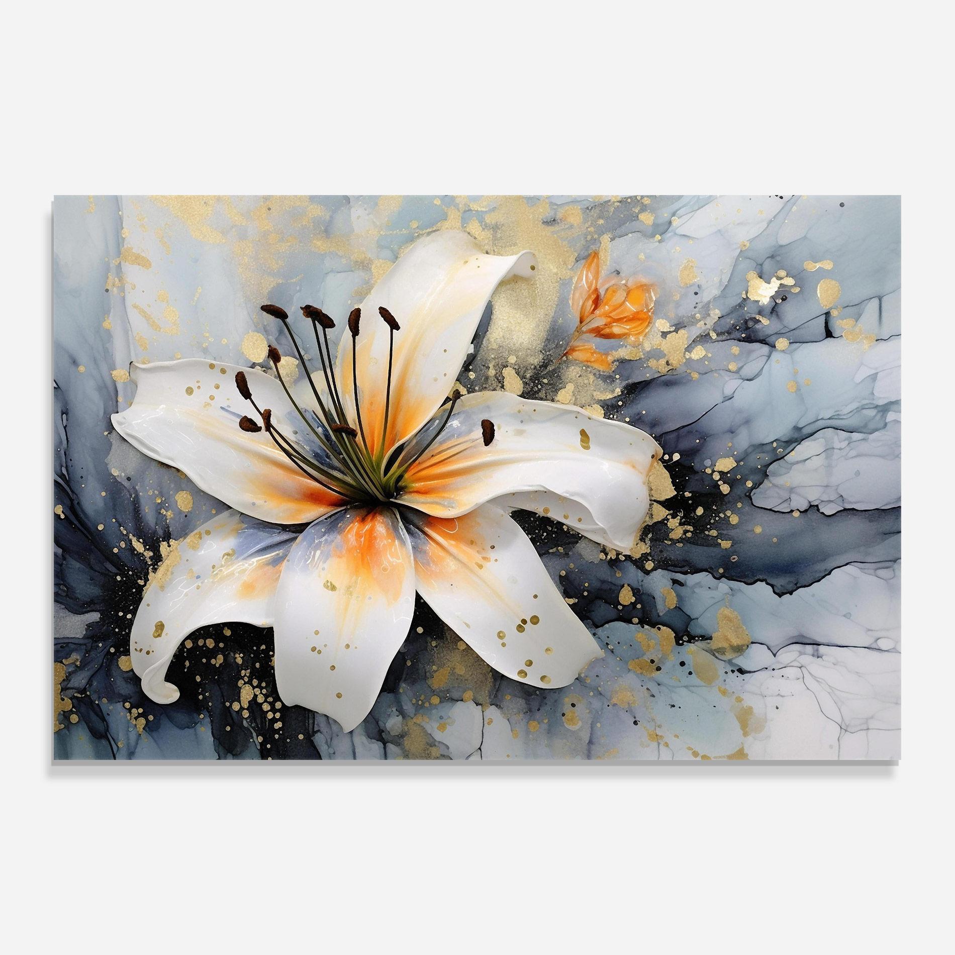 Tablou Sticla Lily With Orange Painting mockup 0