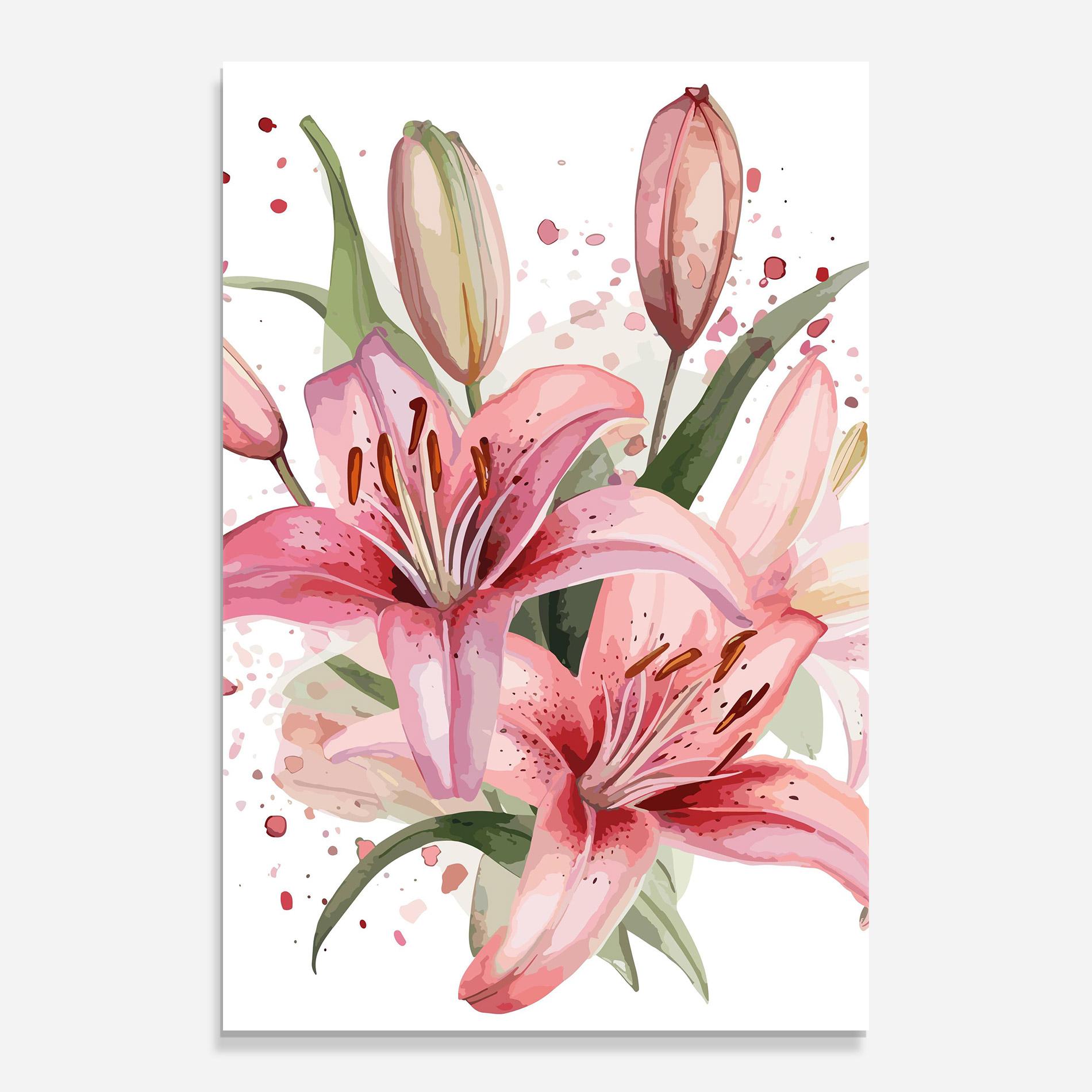 Tablou Sticla Beautiful Pink Lily mockup 0