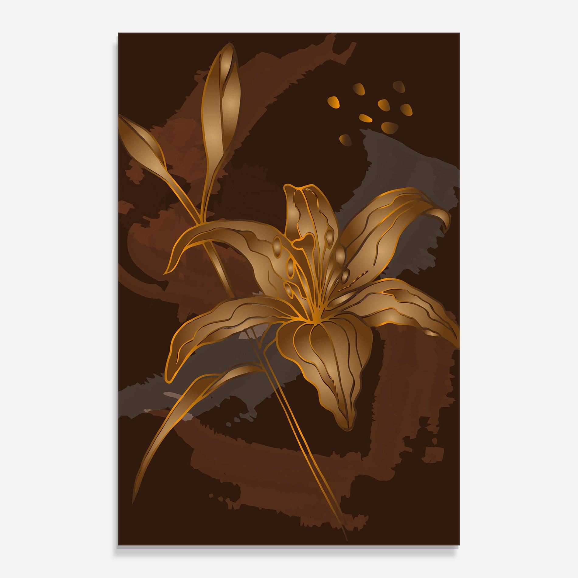 Tablou Sticla Gold Brown Lily mockup 0