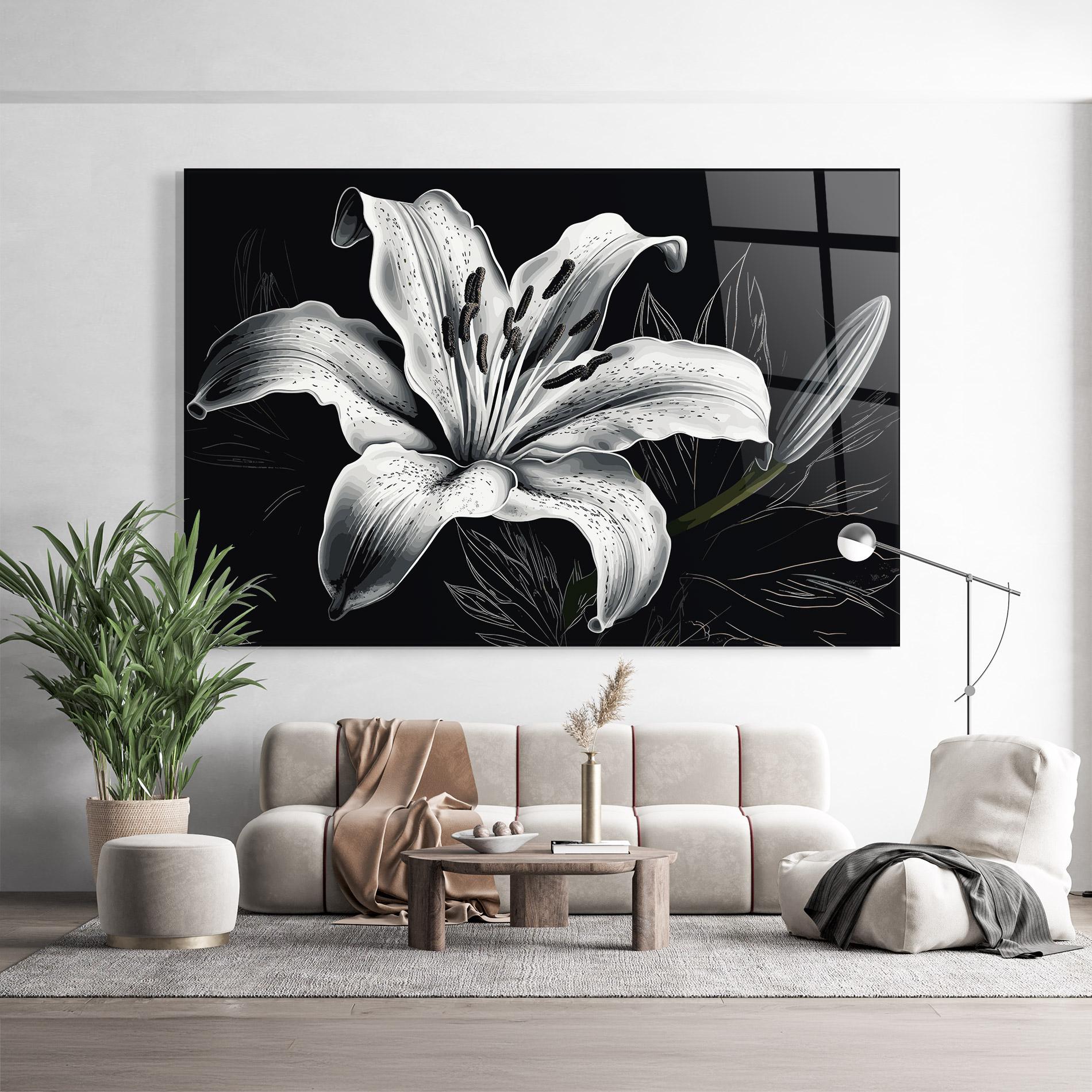 Tablou Sticla Artistic White Lily mockup 9