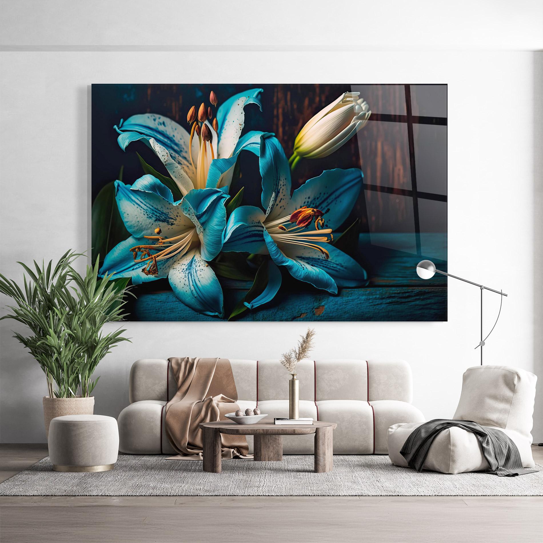 Tablou Sticla Blue Lily mockup 9