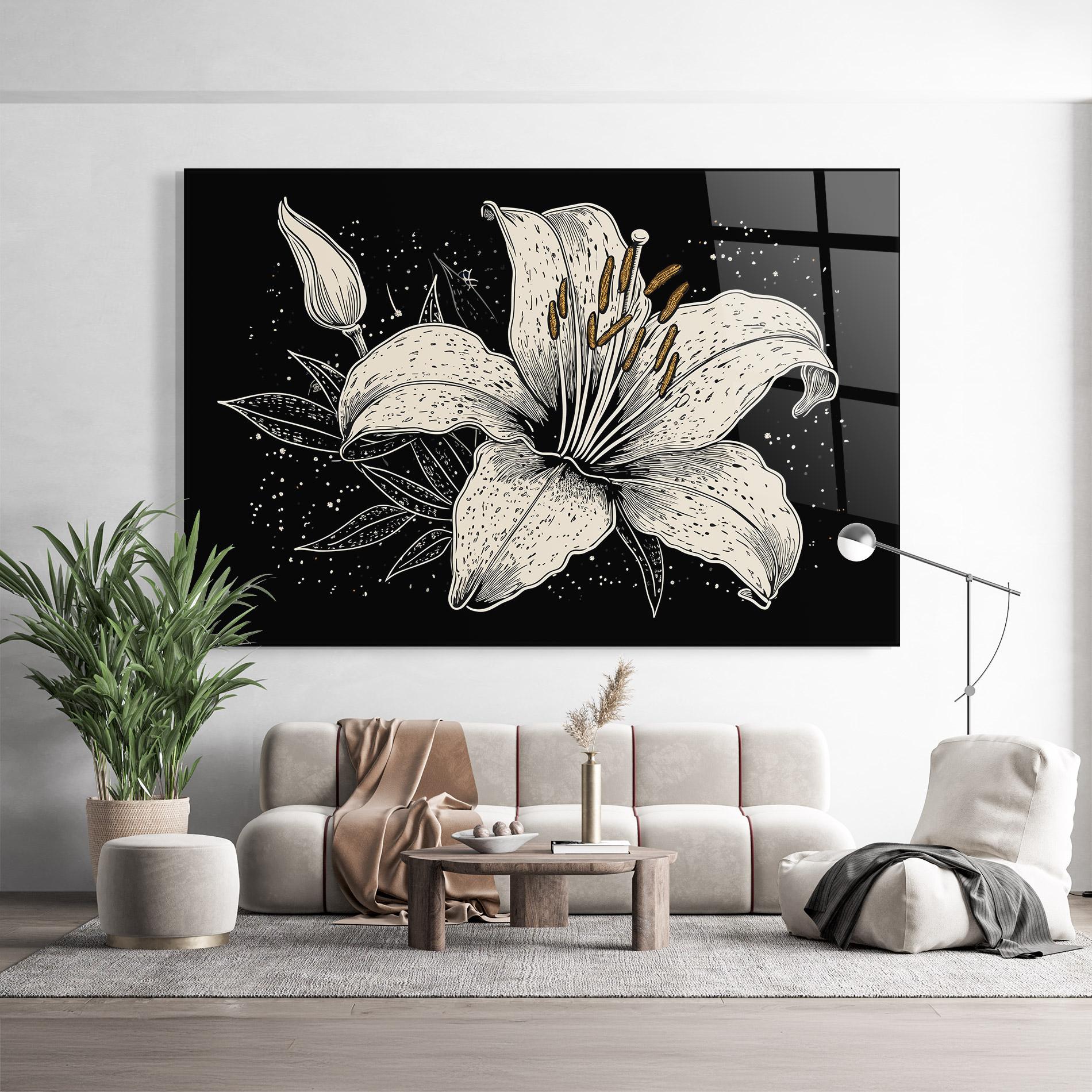 Tablou Sticla Cream Black Lily mockup 9