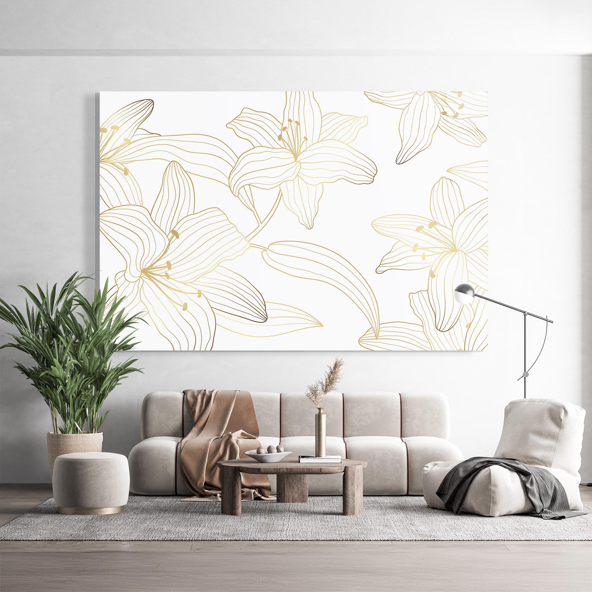 Tablou Sticla Luxury Golden Lily mockup 9