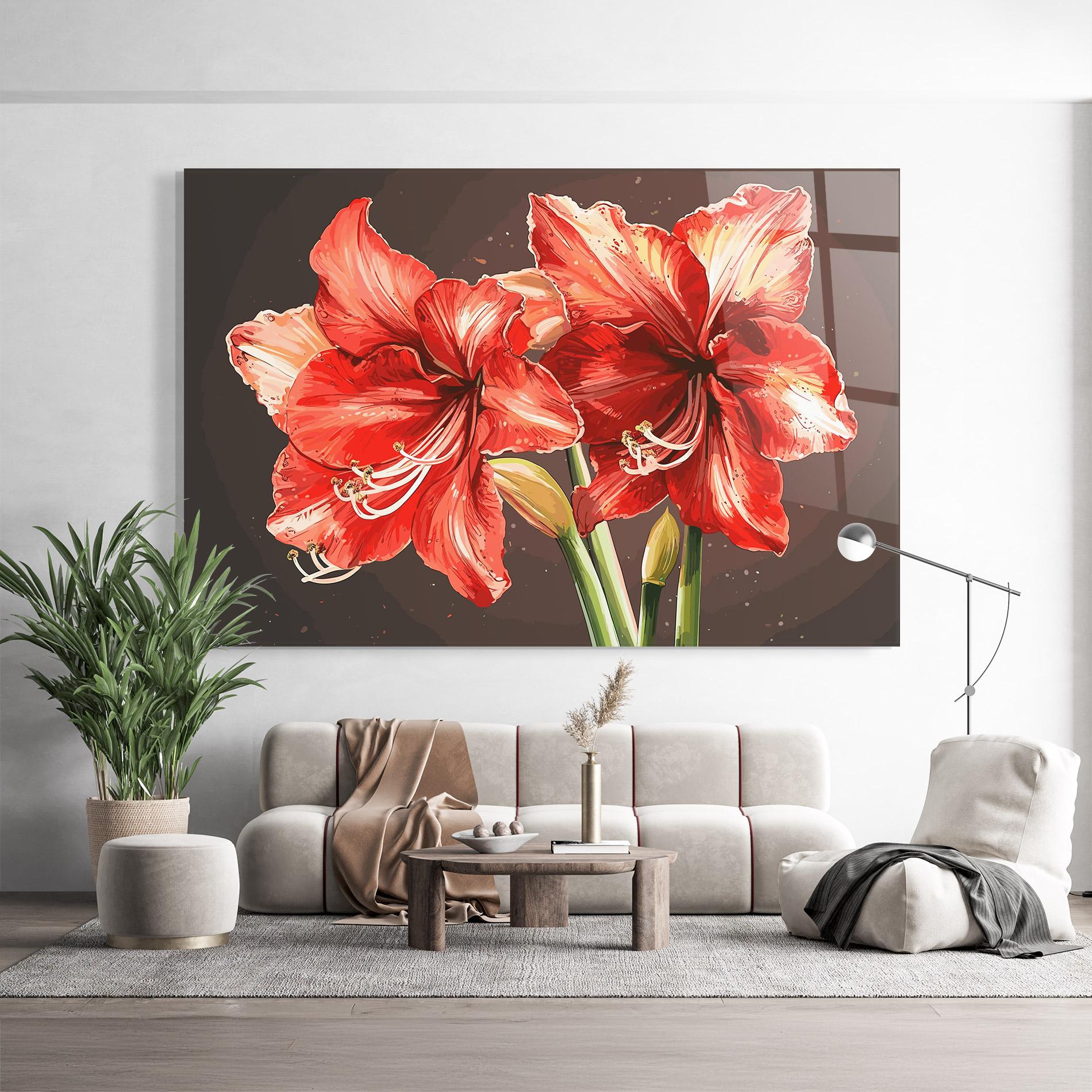 Tablou Sticla Orange Pretty Lily mockup 9