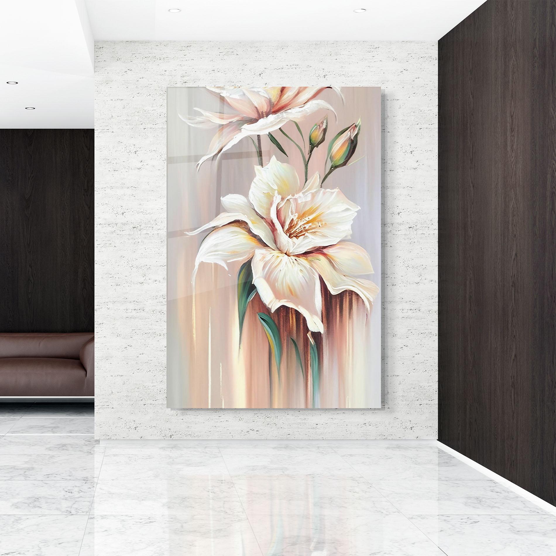 Tablou Sticla Abstract Lily Painting mockup 9