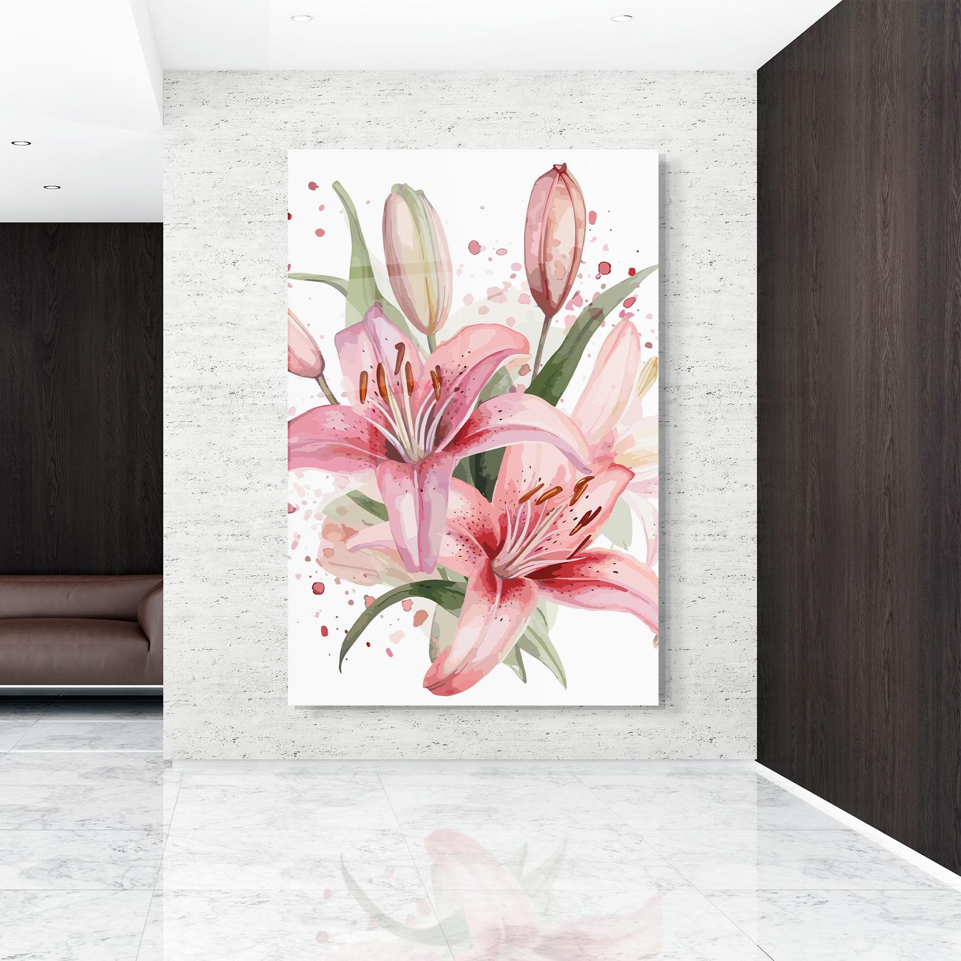Tablou Sticla Beautiful Pink Lily mockup 9