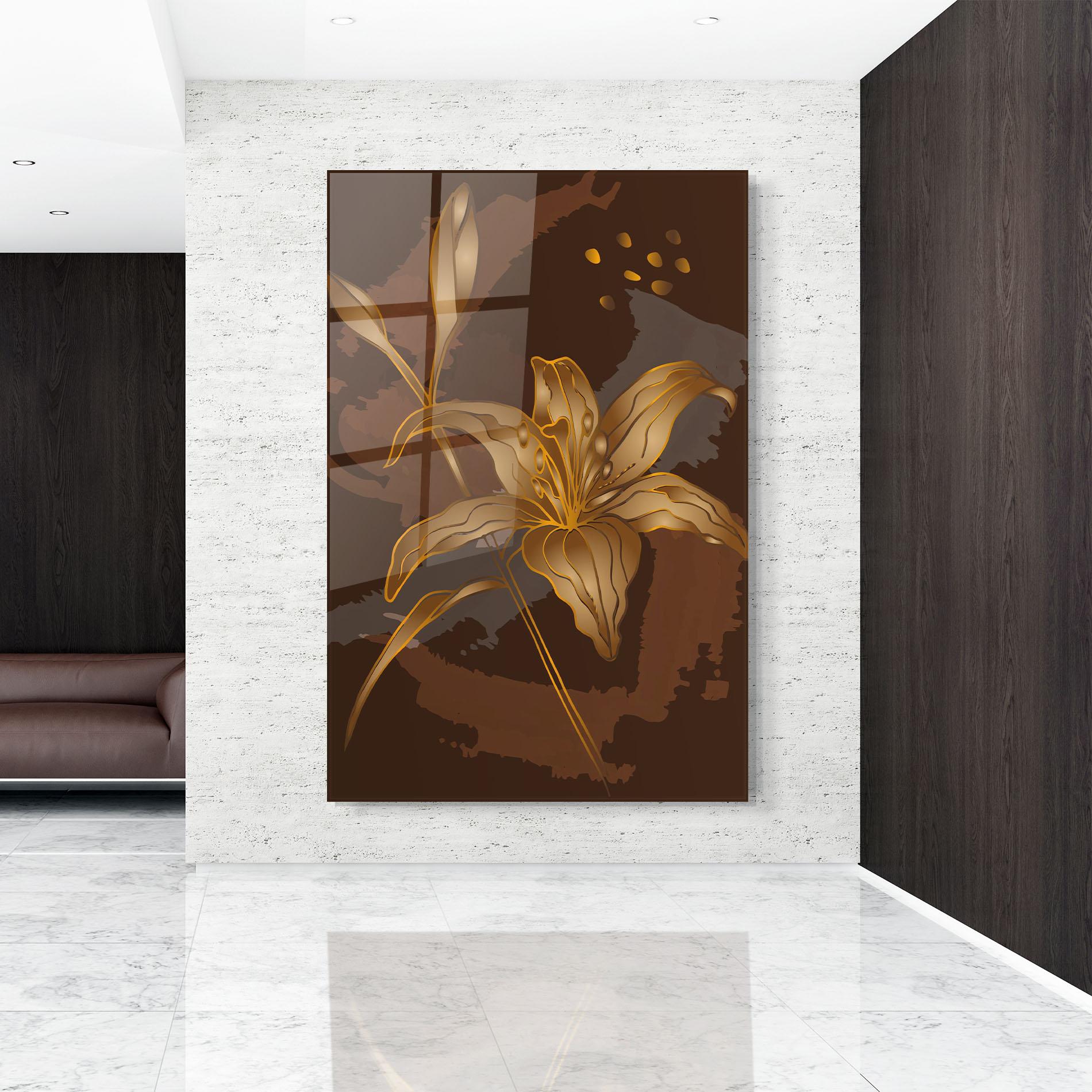 Tablou Sticla Gold Brown Lily mockup 9