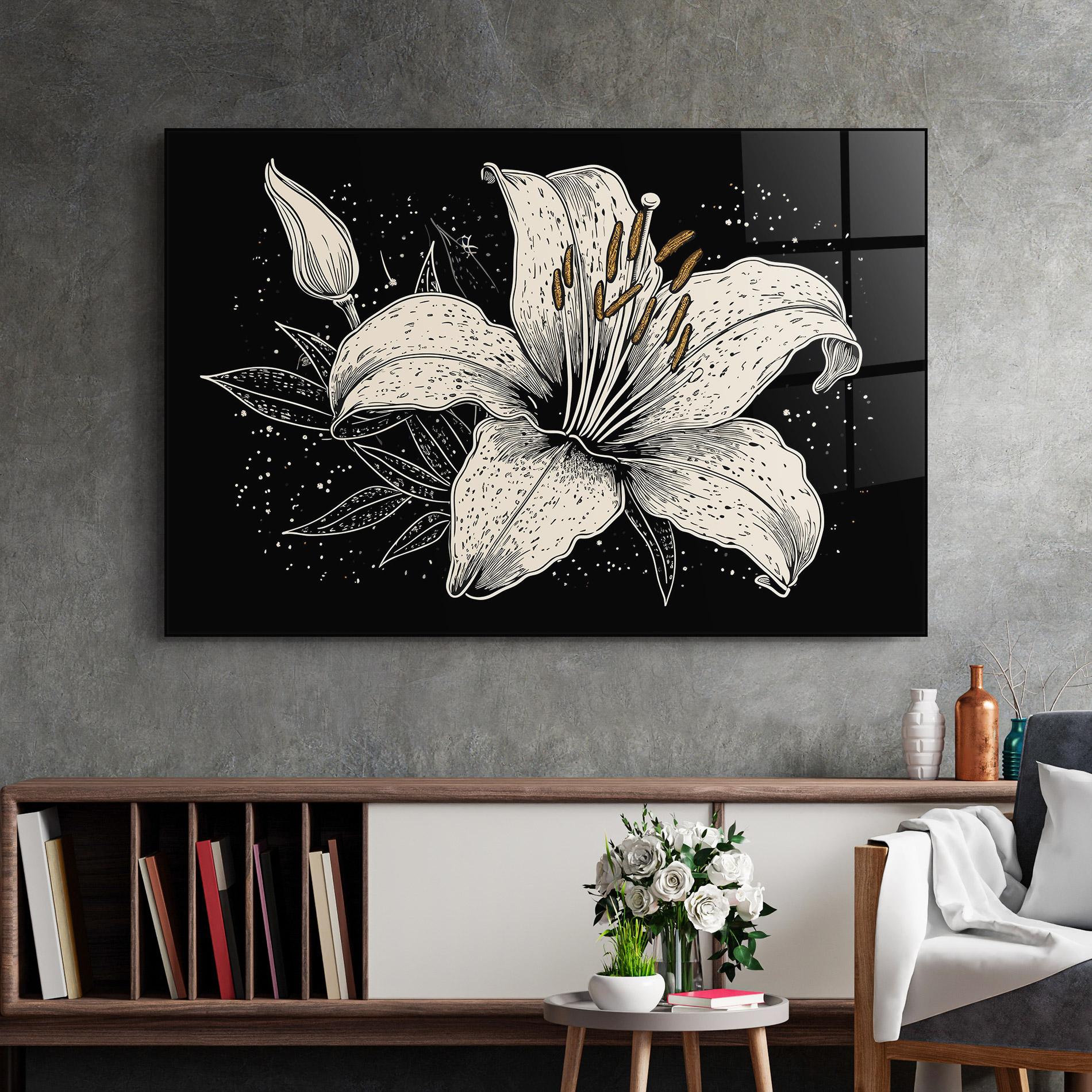 Tablou Sticla Cream Black Lily mockup 2