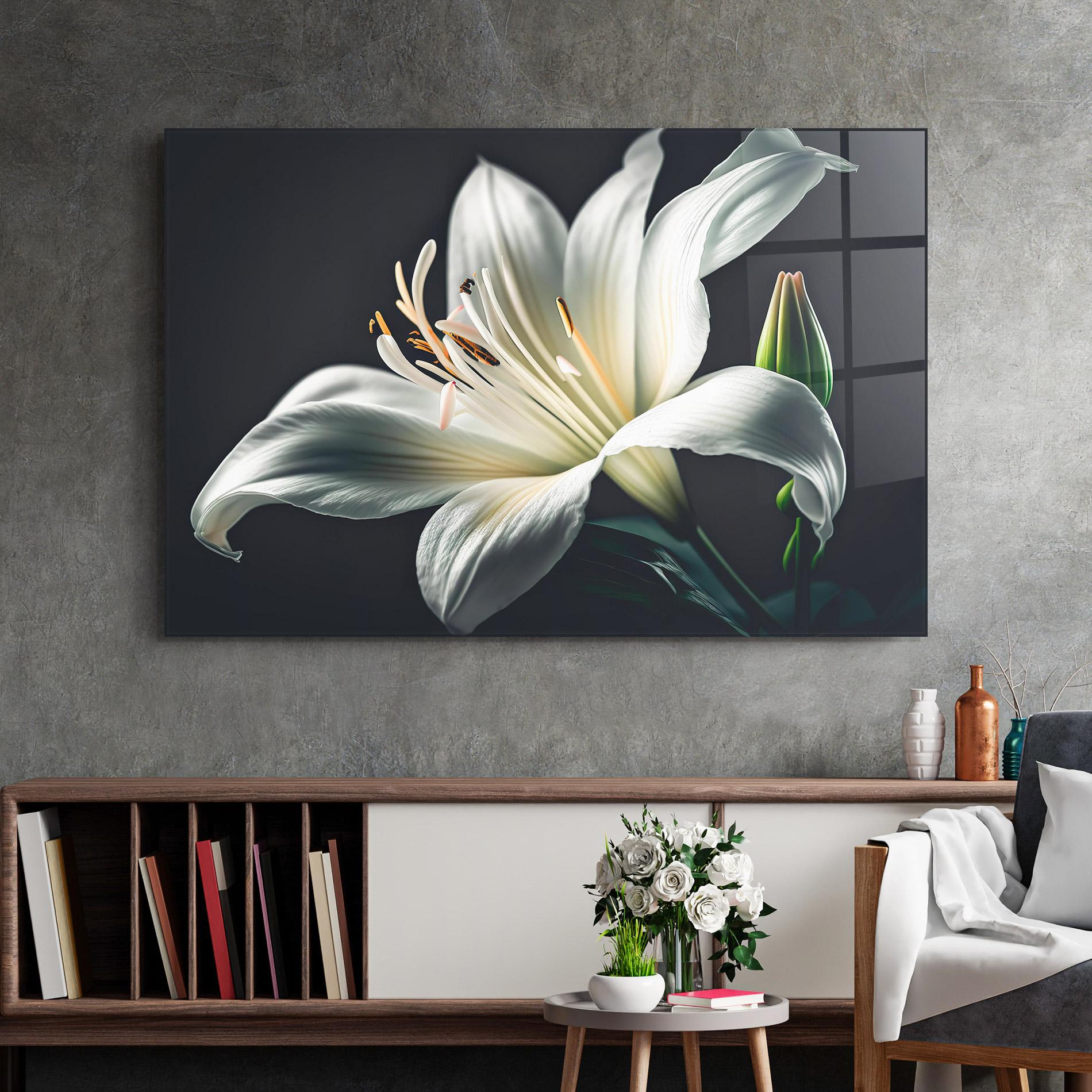 Tablou Sticla Light Grey Lily mockup 2