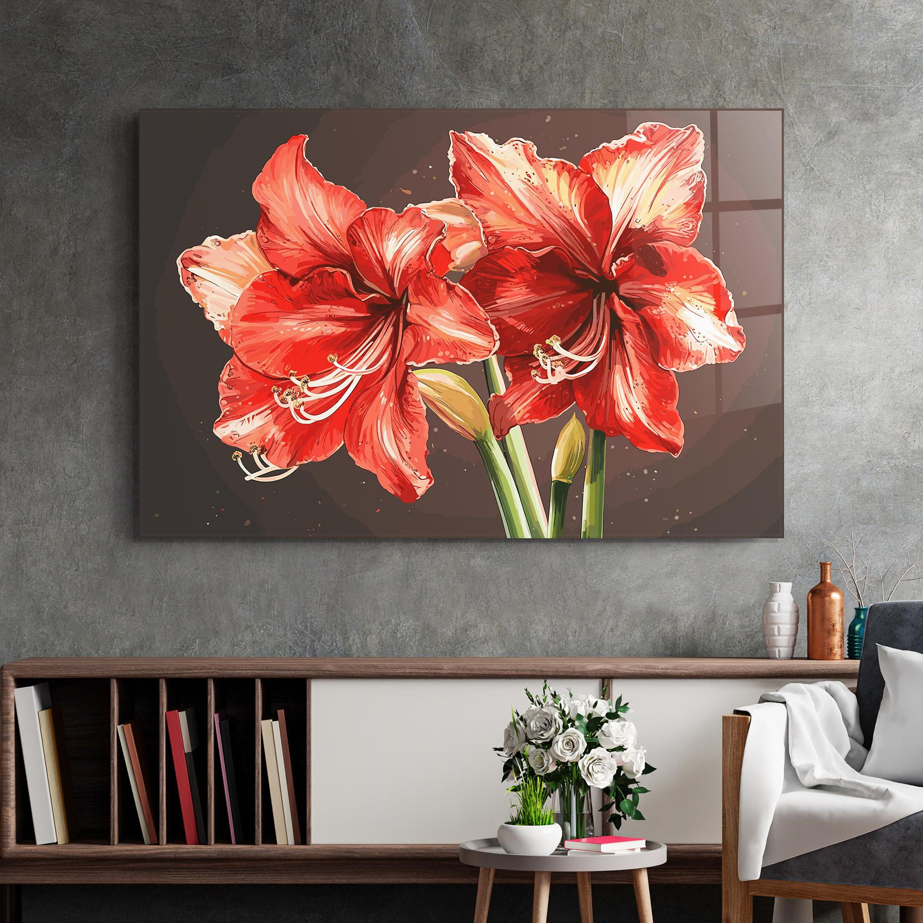 Tablou Sticla Orange Pretty Lily mockup 2