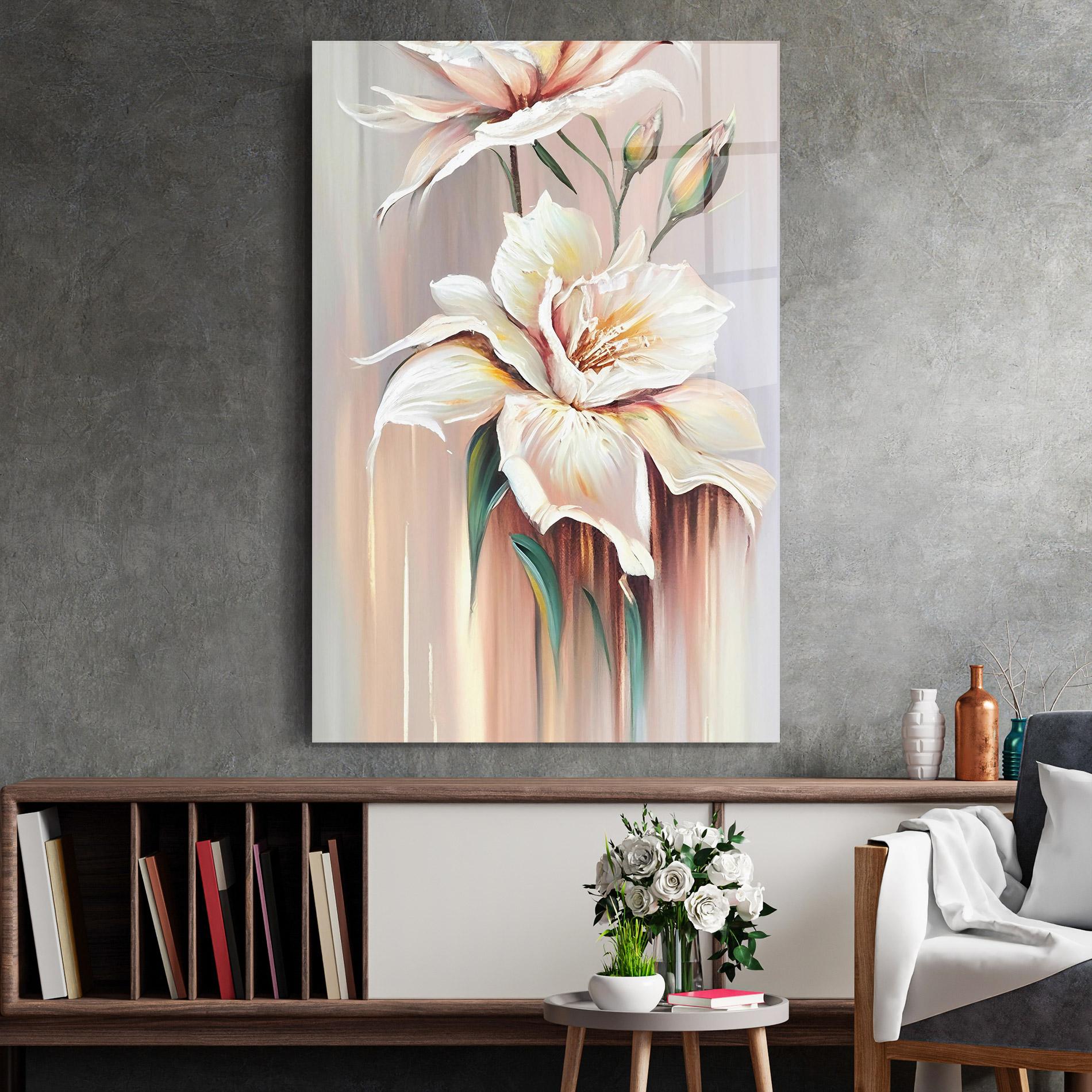Tablou Sticla Abstract Lily Painting mockup 2