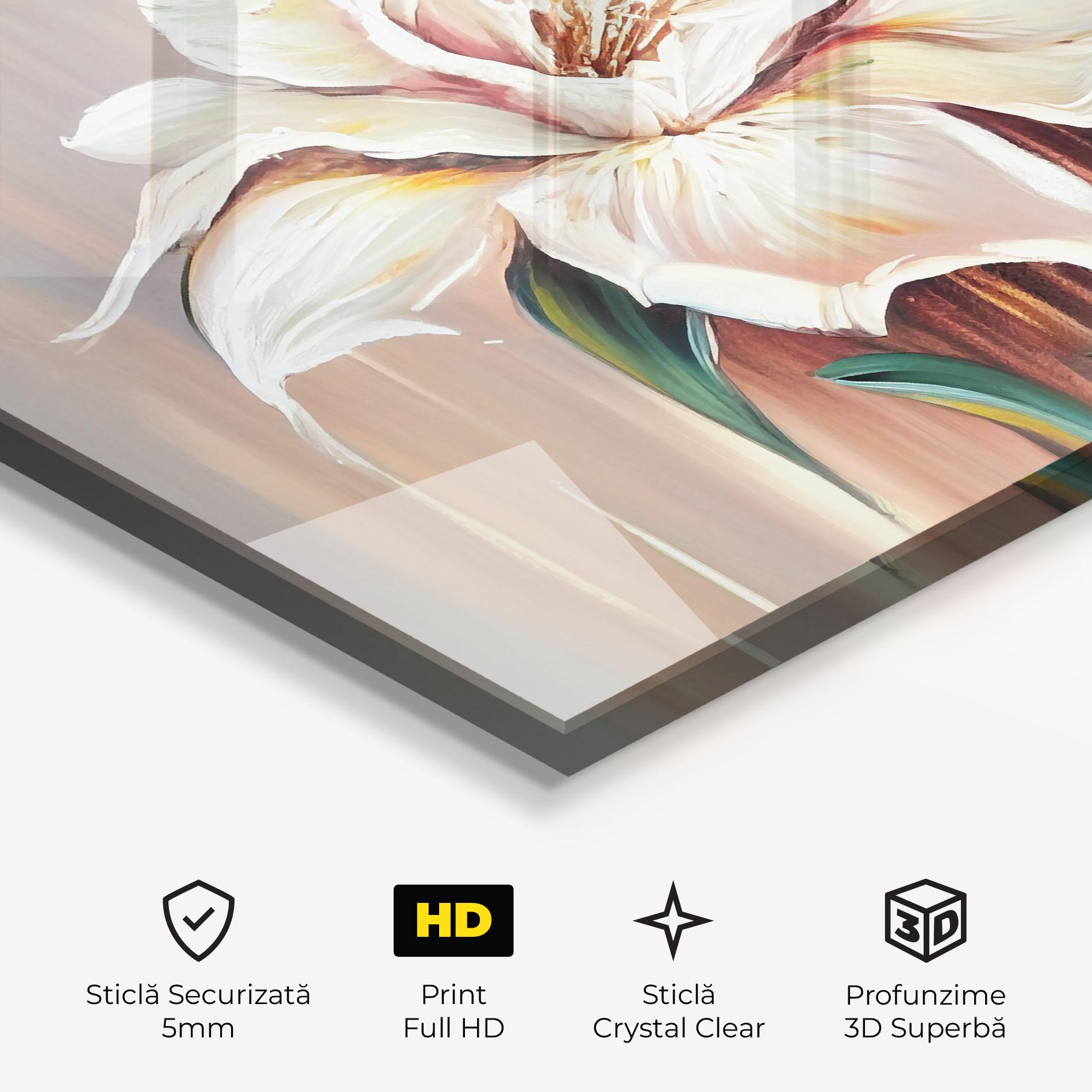 Tablou Sticla Abstract Lily Painting mockup 3