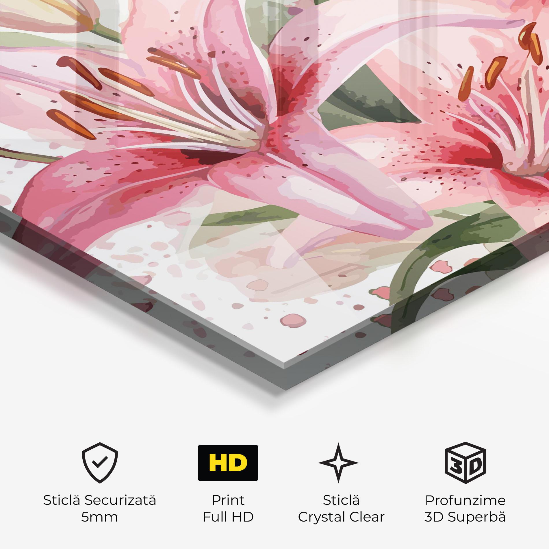 Tablou Sticla Beautiful Pink Lily mockup 3
