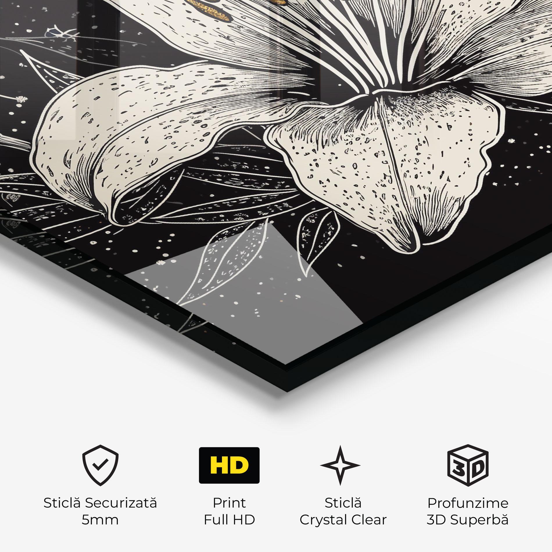 Tablou Sticla Cream Black Lily mockup 3