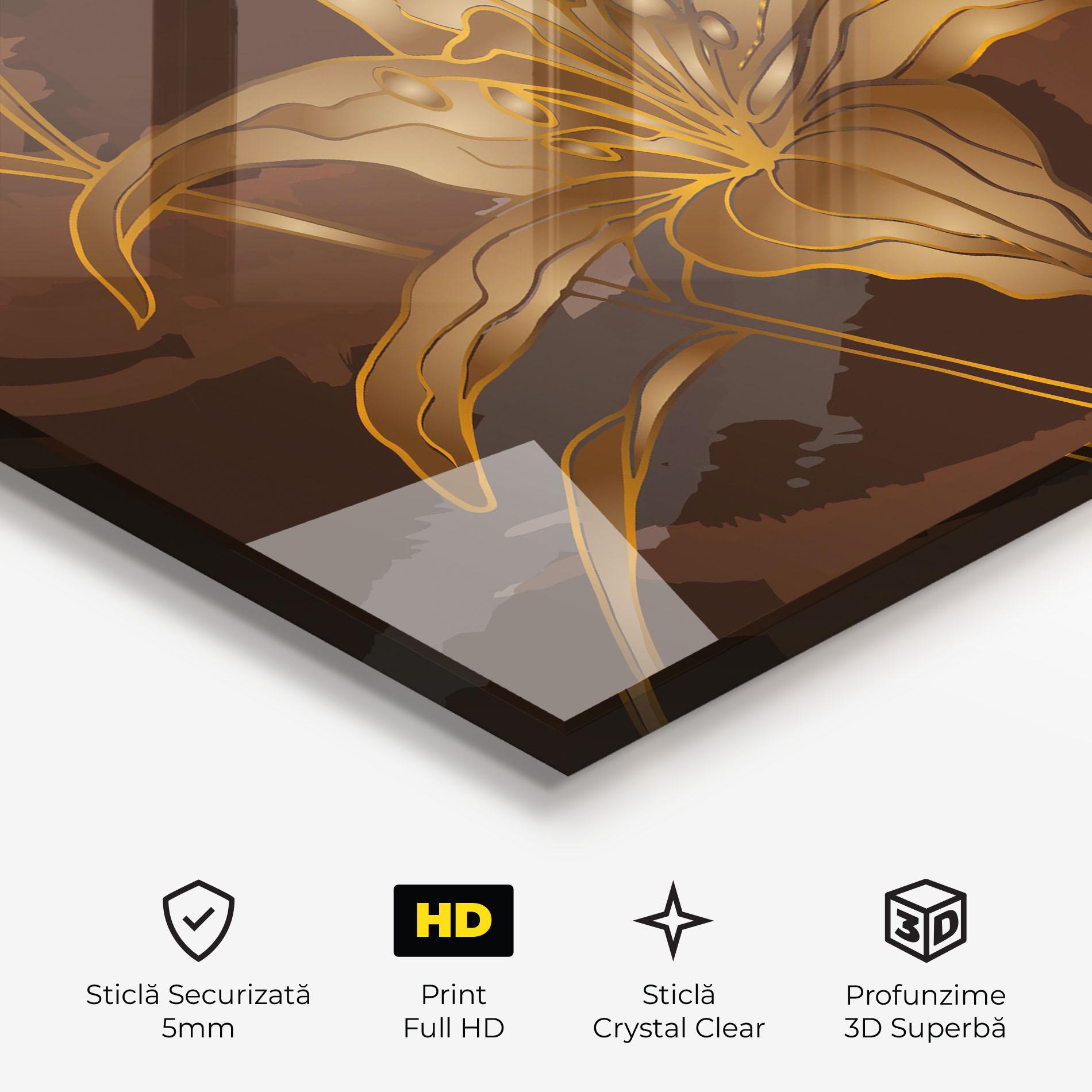 Tablou Sticla Gold Brown Lily mockup 3