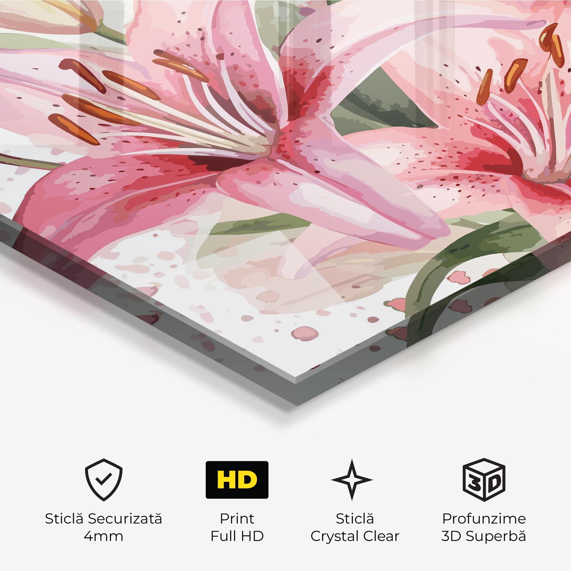 Tablou Sticla Beautiful Pink Lily mockup 3