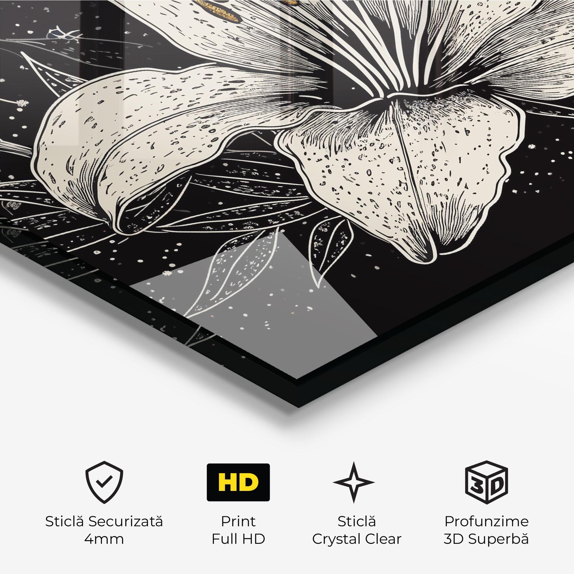 Tablou Sticla Cream Black Lily mockup 3