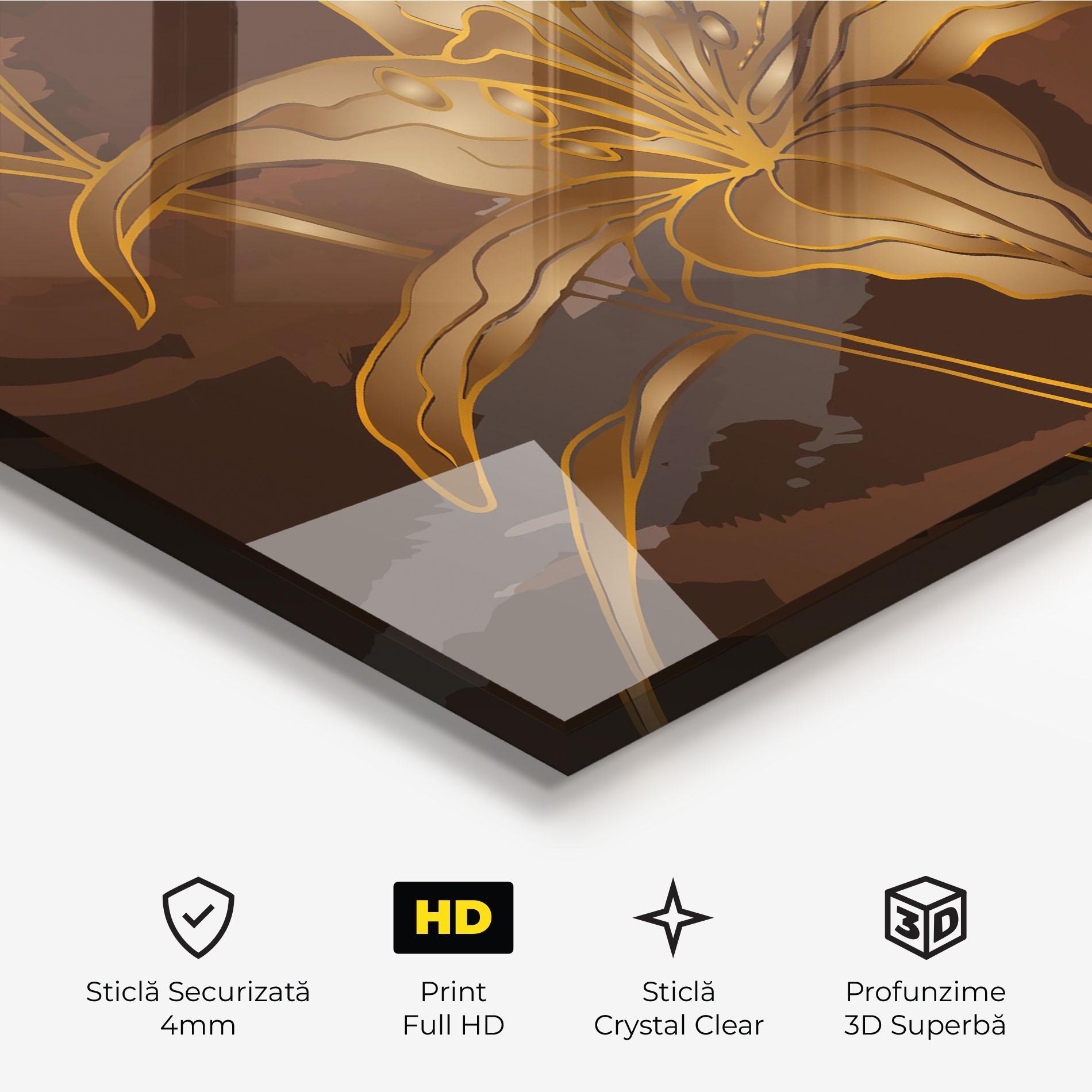 Tablou Sticla Gold Brown Lily mockup 3