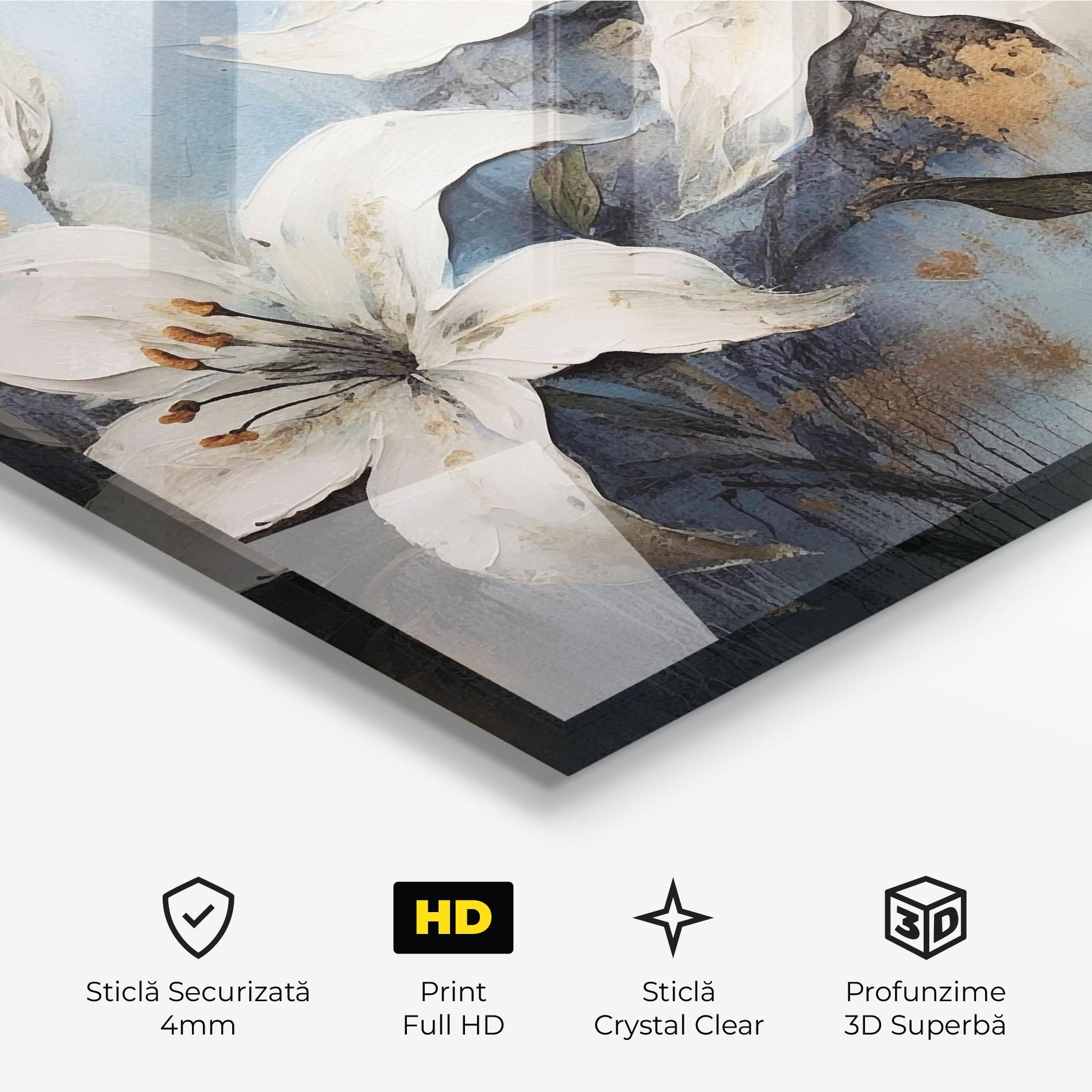 Tablou Sticla Gold Lily Painting mockup 3