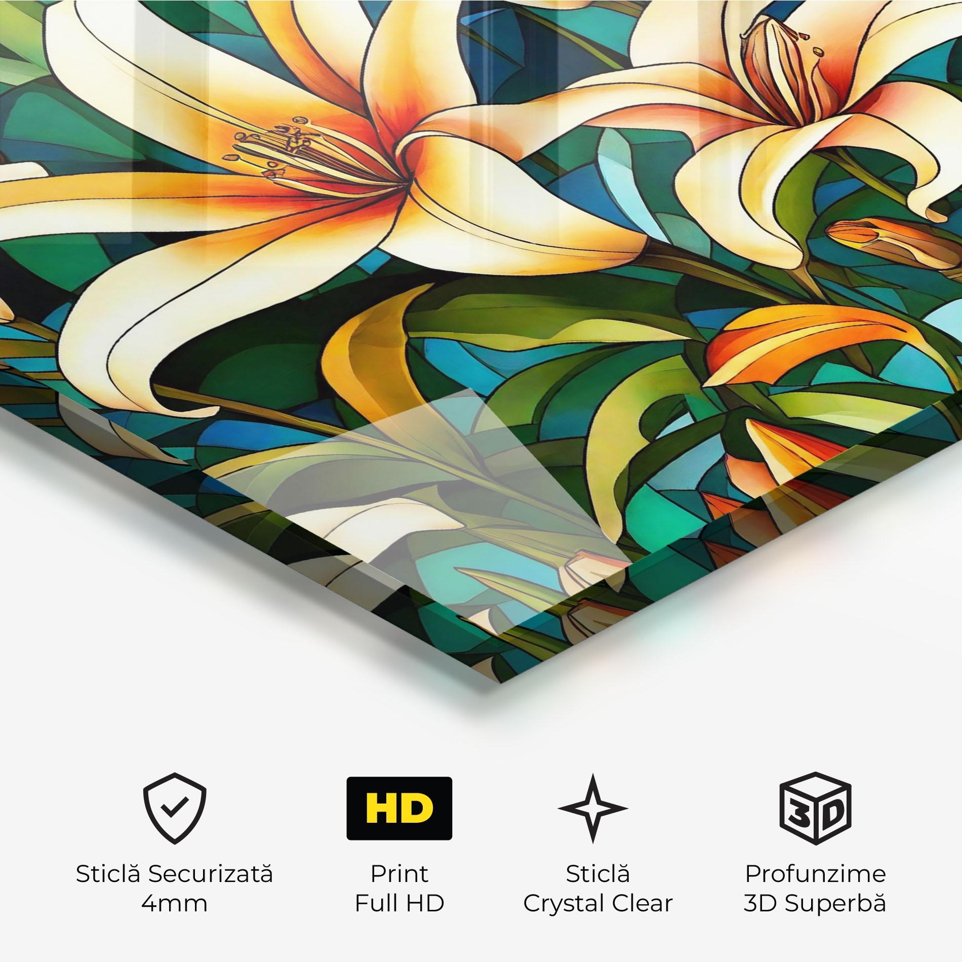 Tablou Sticla Lily Pattern mockup 3