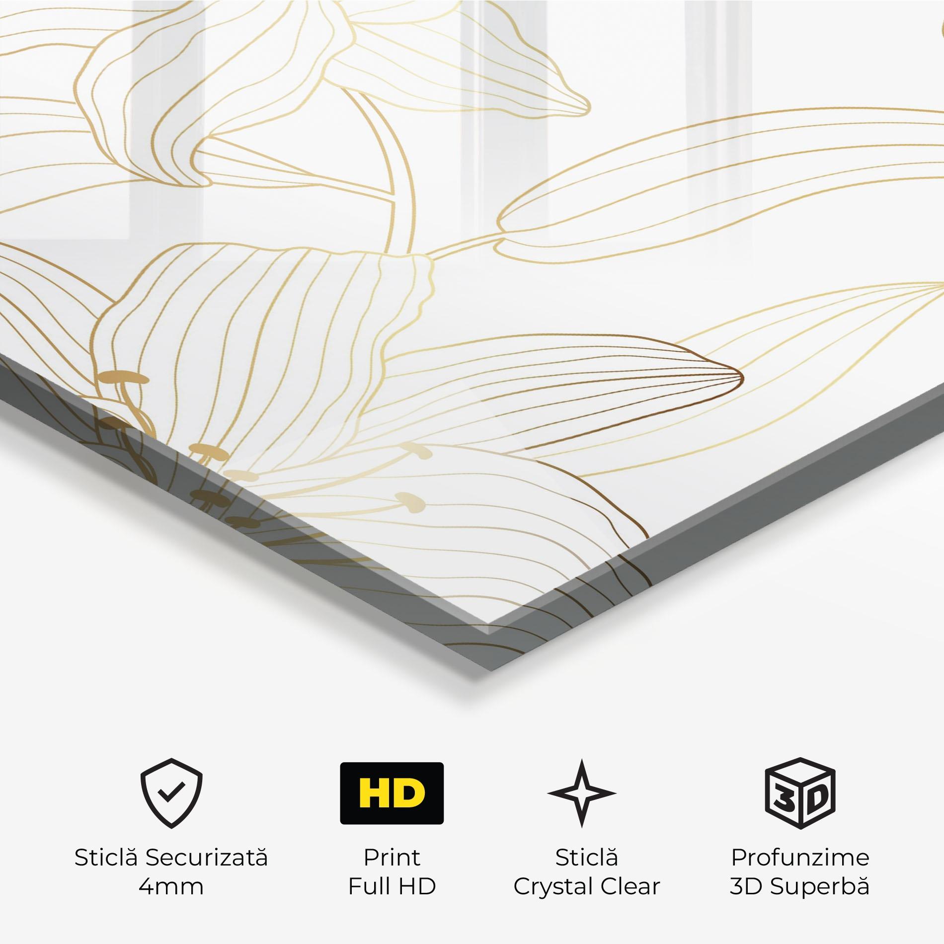 Tablou Sticla Luxury Golden Lily mockup 3