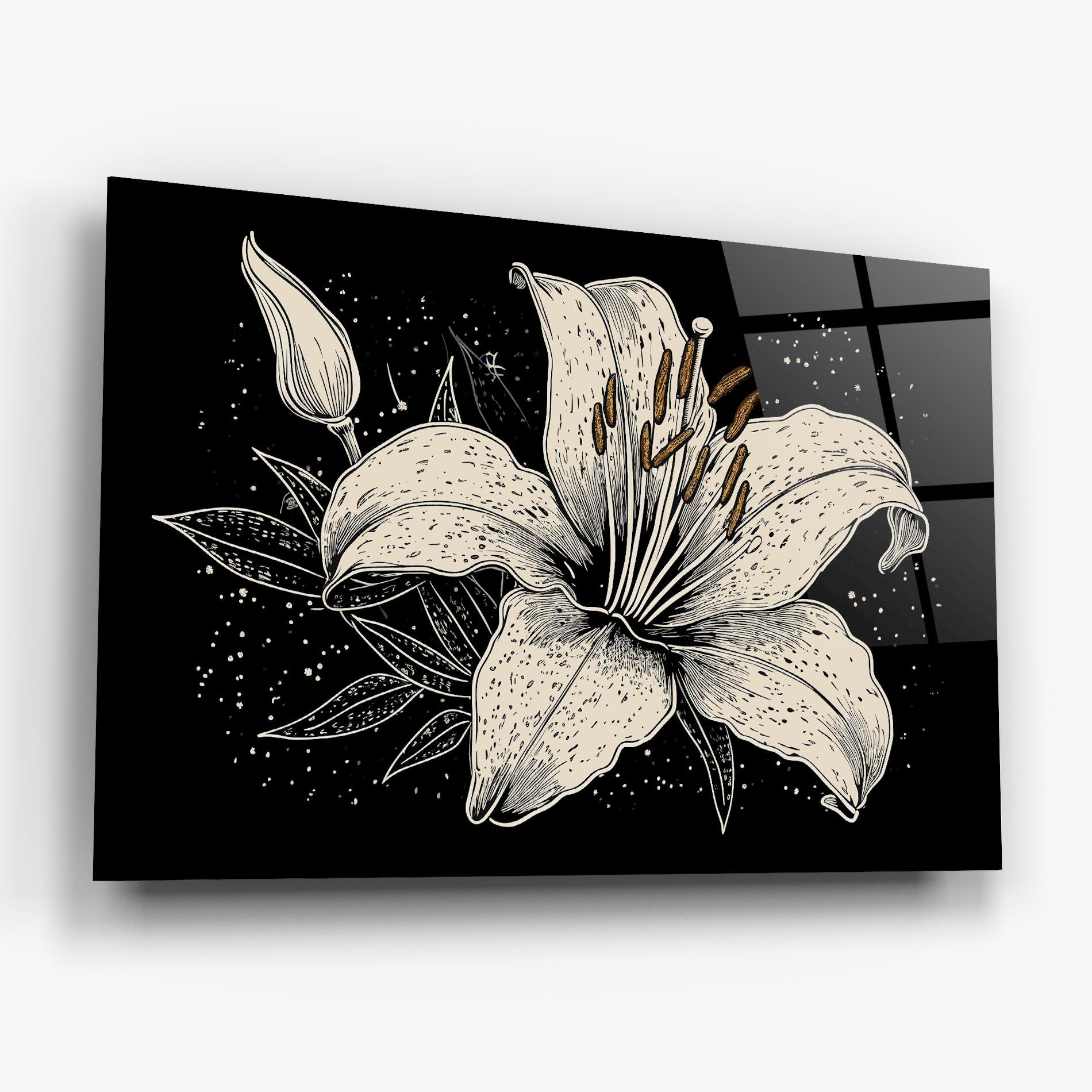 Tablou Sticla Cream Black Lily mockup 6
