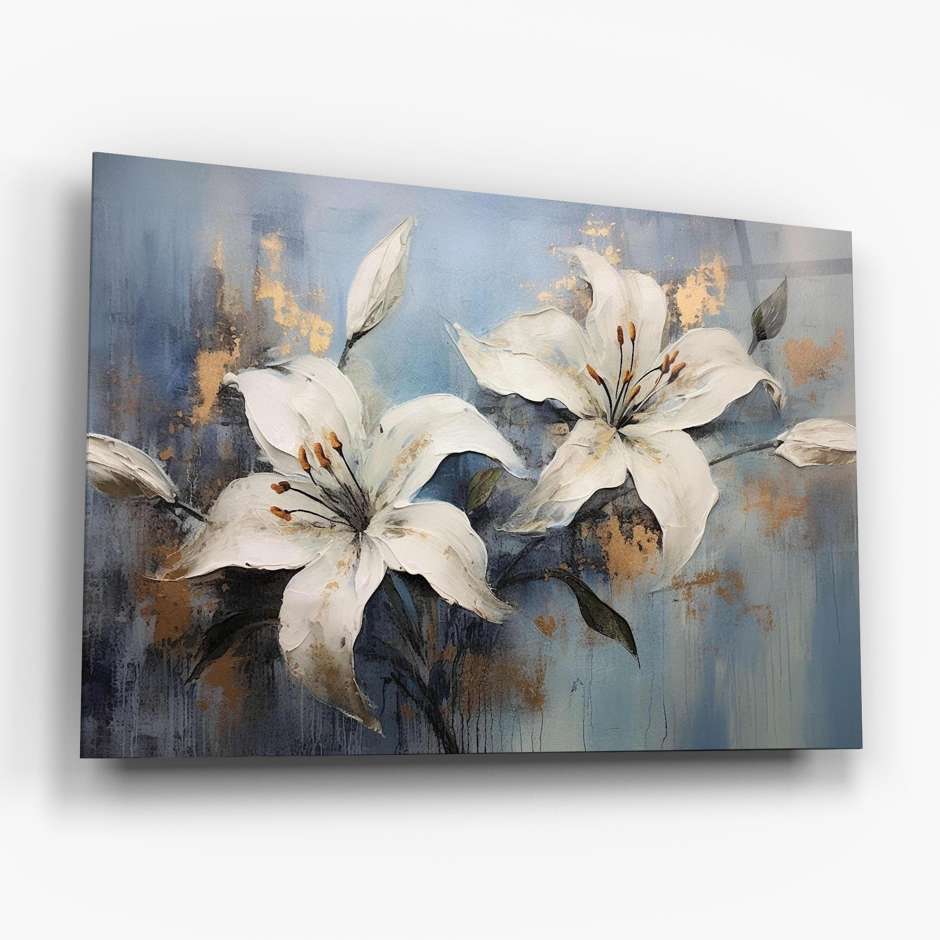 Tablou Sticla Gold Lily Painting mockup 6