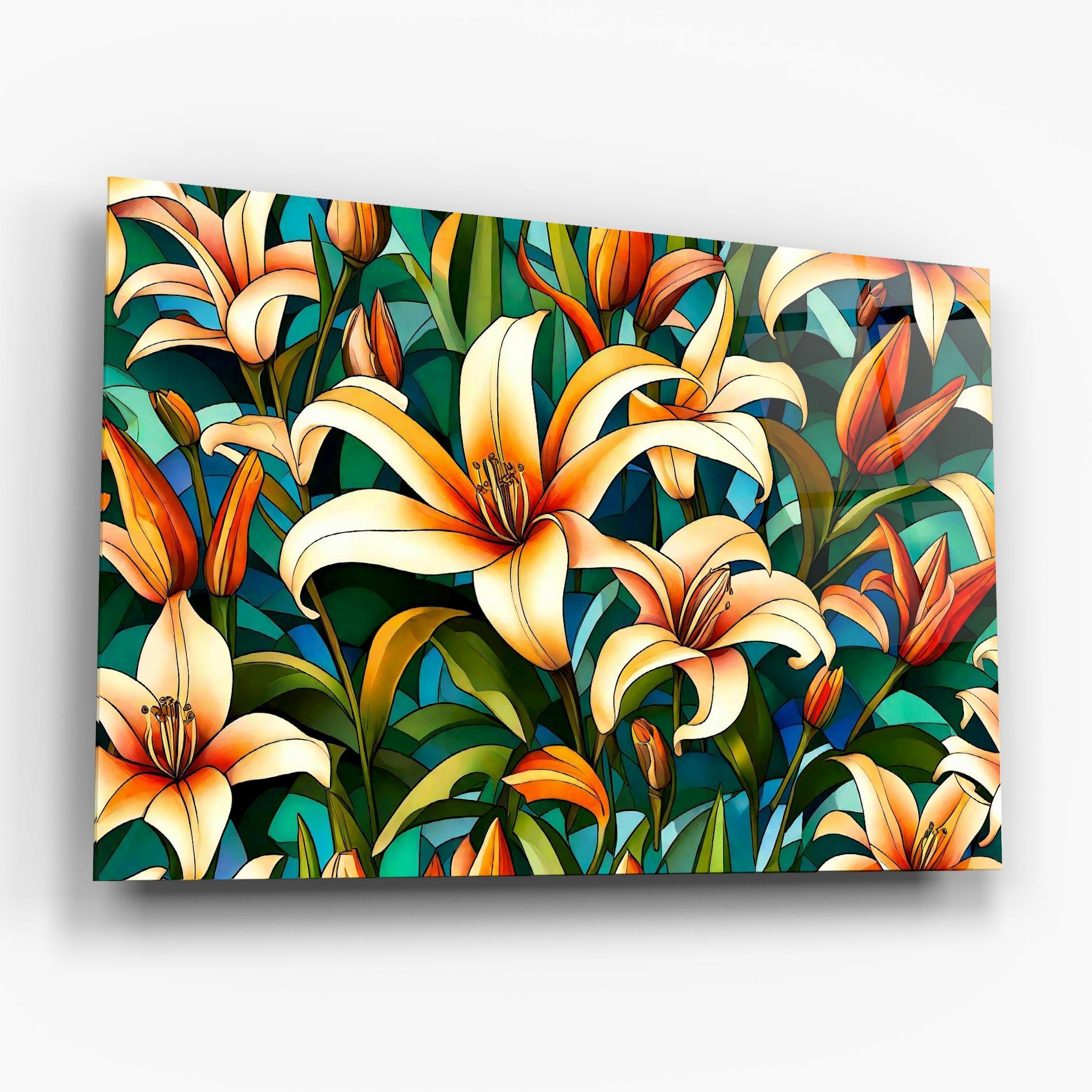 Tablou Sticla Lily Pattern mockup 6