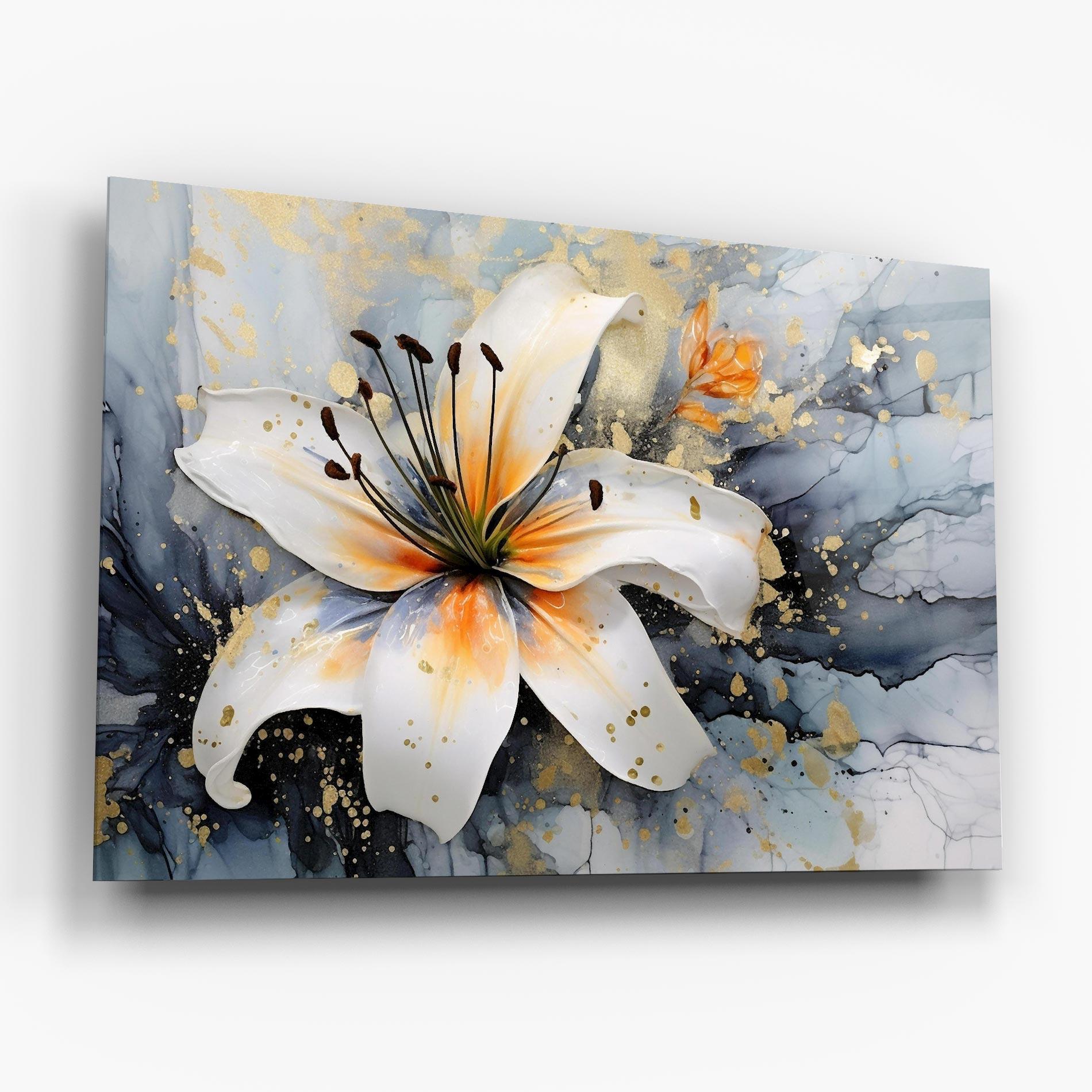 Tablou Sticla Lily With Orange Painting mockup 6