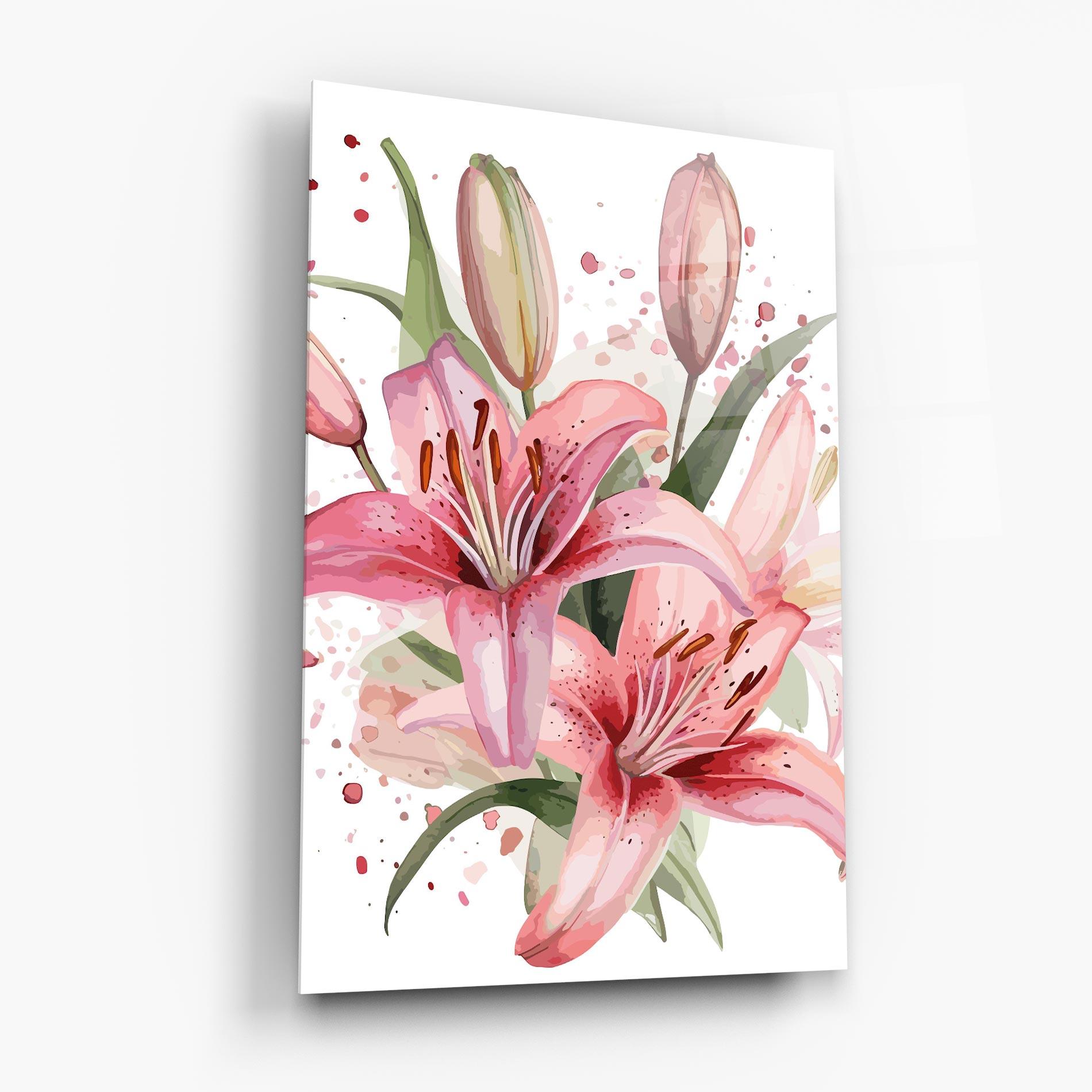 Tablou Sticla Beautiful Pink Lily mockup 6
