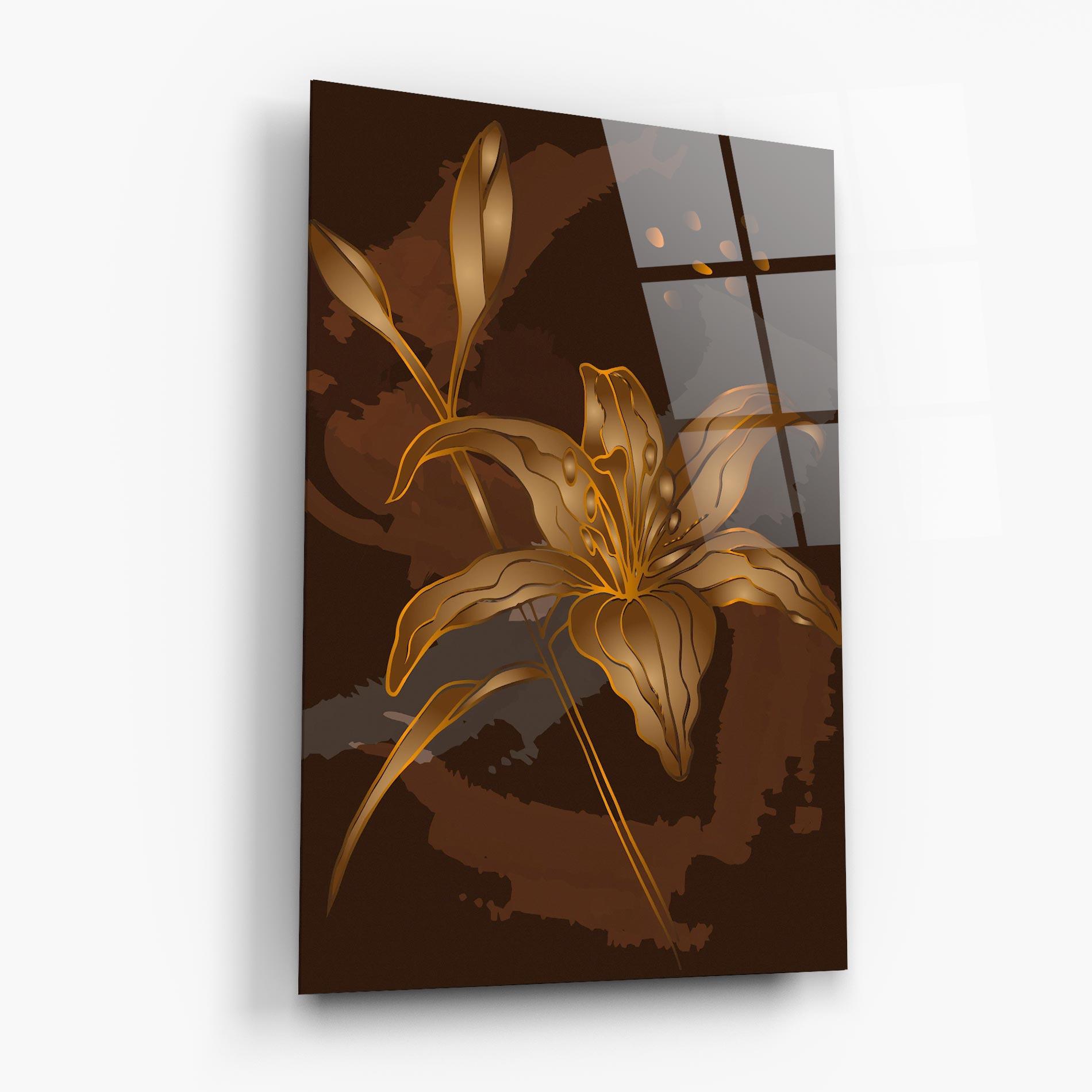 Tablou Sticla Gold Brown Lily mockup 6