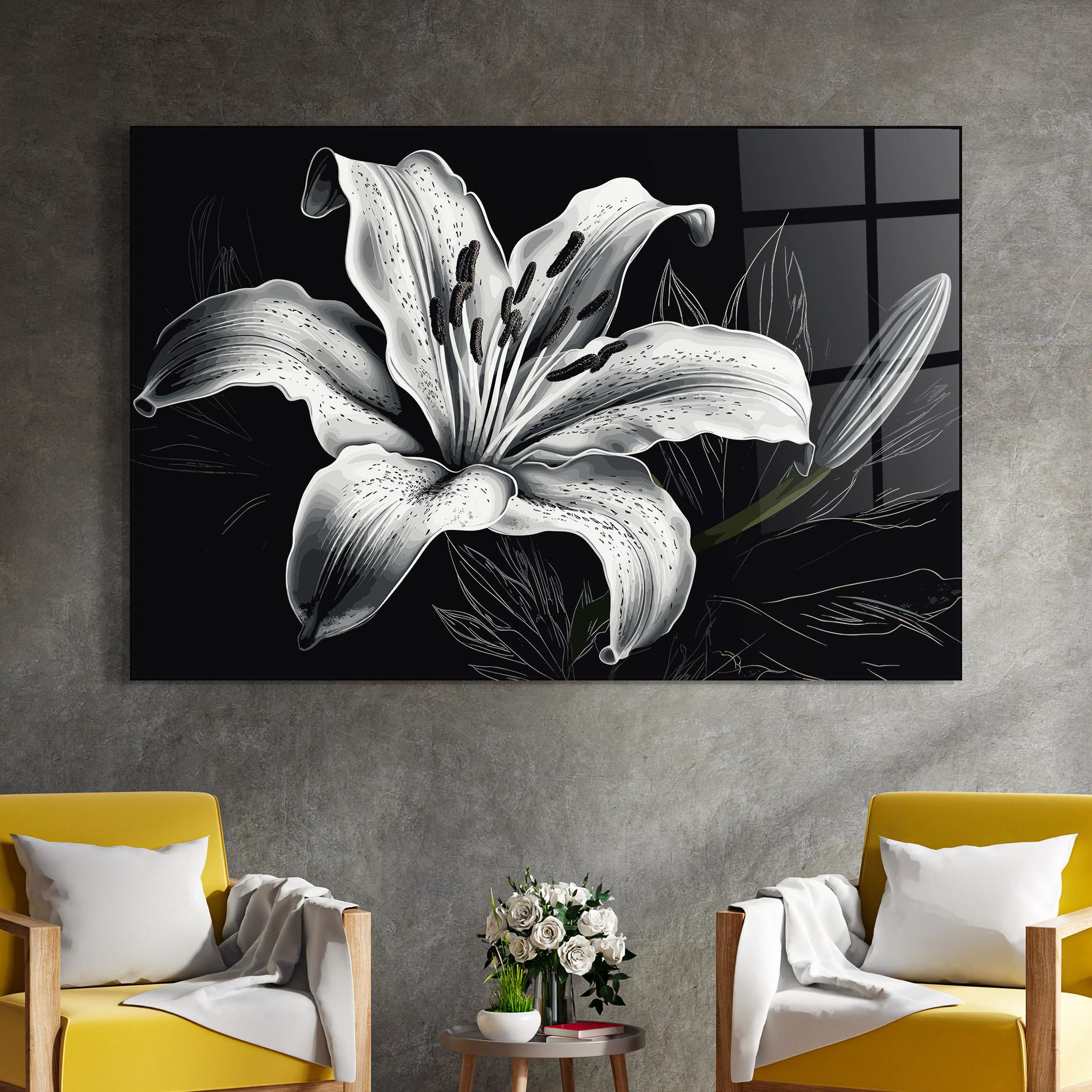Tablou Sticla Artistic White Lily mockup 4