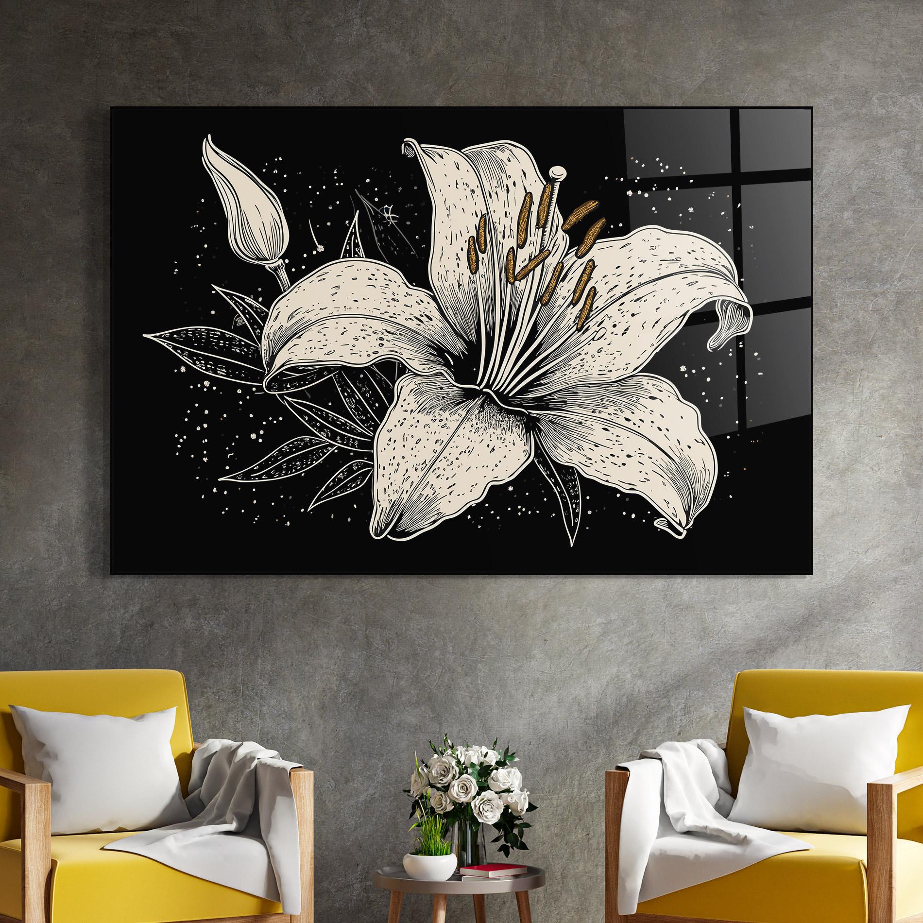 Tablou Sticla Cream Black Lily mockup 4