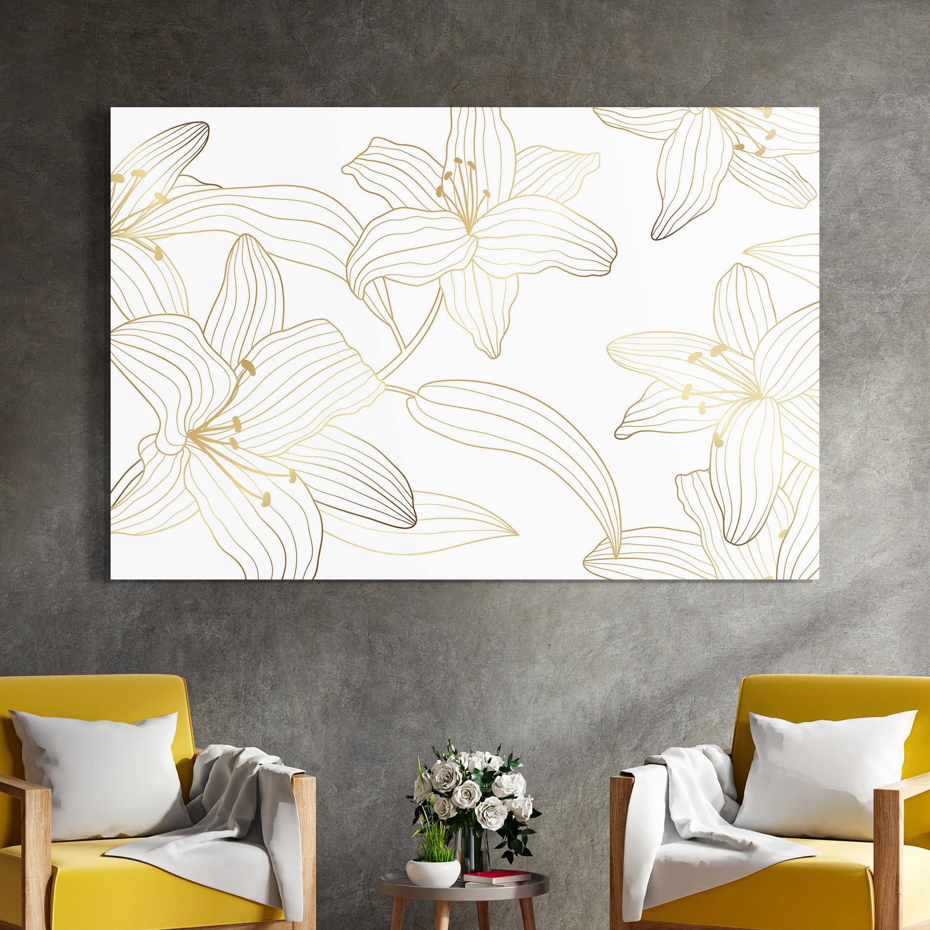 Tablou Sticla Luxury Golden Lily mockup 4