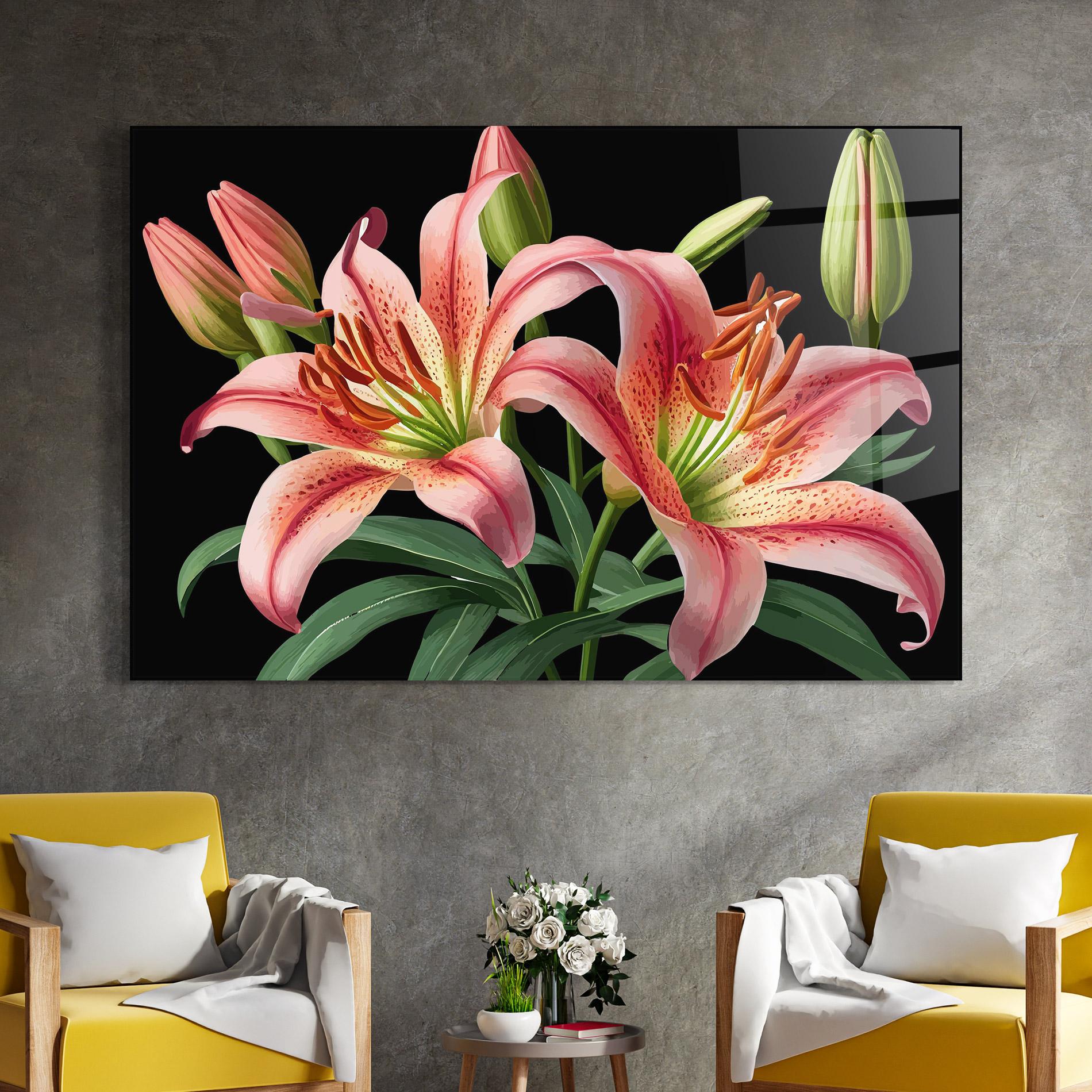 Tablou Sticla Red Lily Art mockup 4