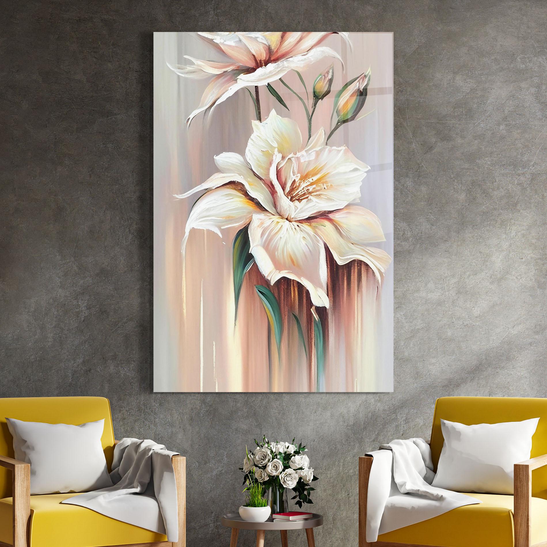 Tablou Sticla Abstract Lily Painting mockup 4
