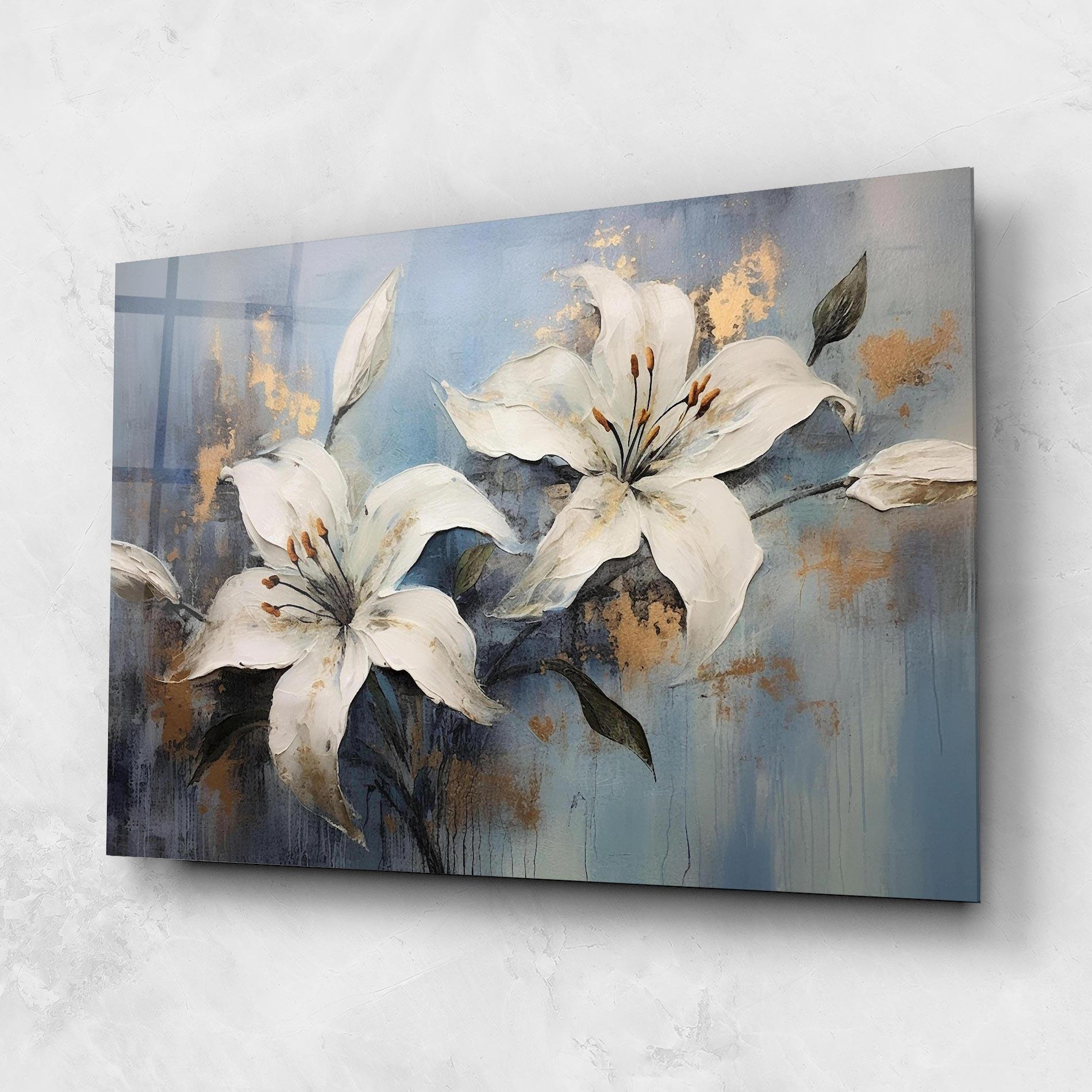 Tablou Sticla Gold Lily Painting mockup 1