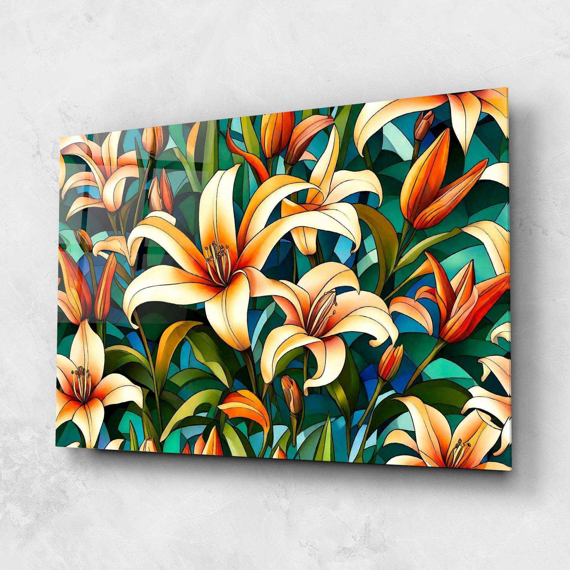 Tablou Sticla Lily Pattern mockup 1