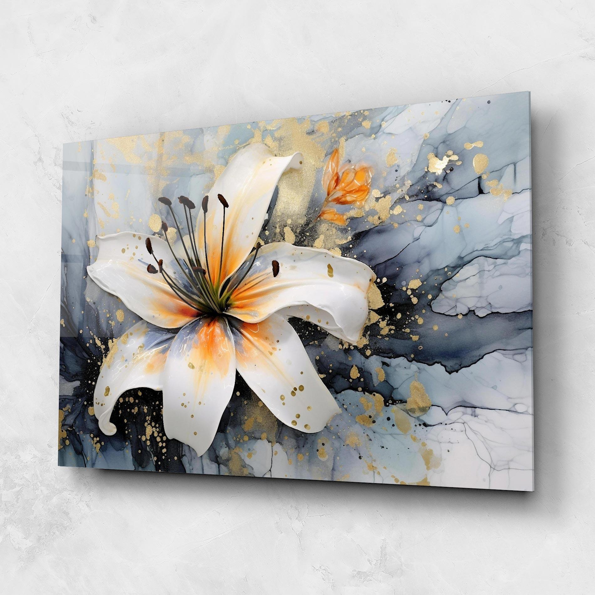Tablou Sticla Lily With Orange Painting mockup 1