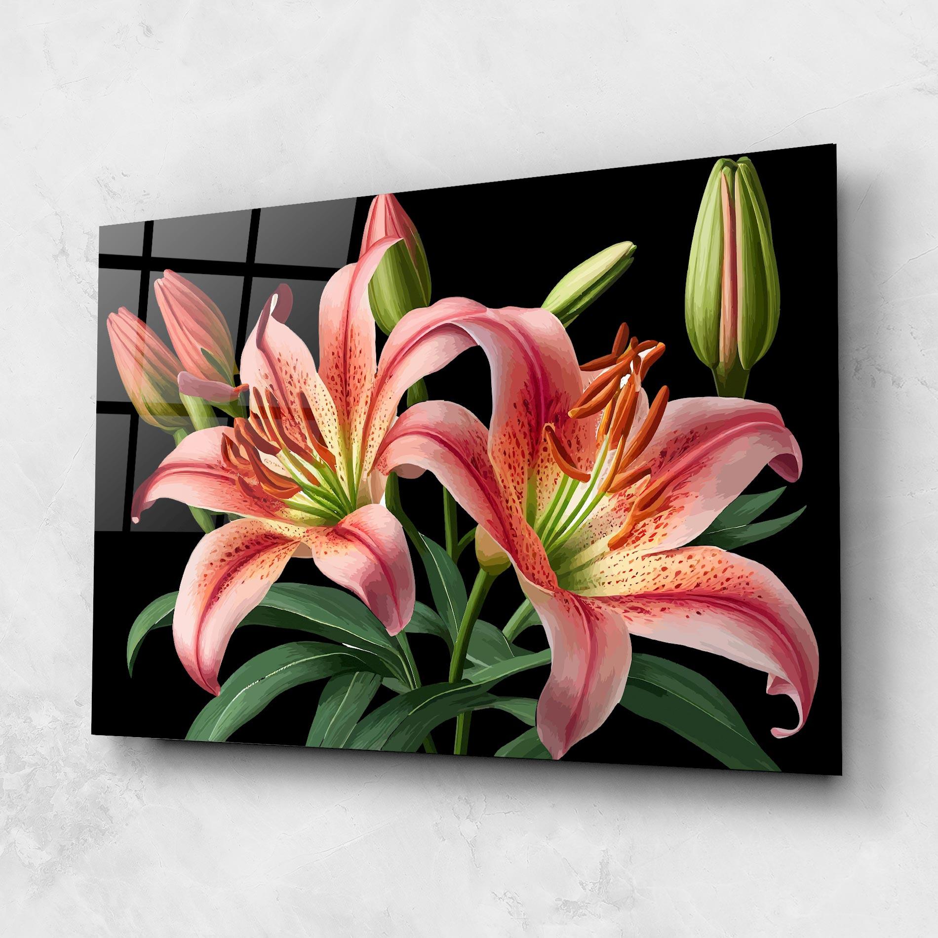 Tablou Sticla Red Lily Art mockup 1