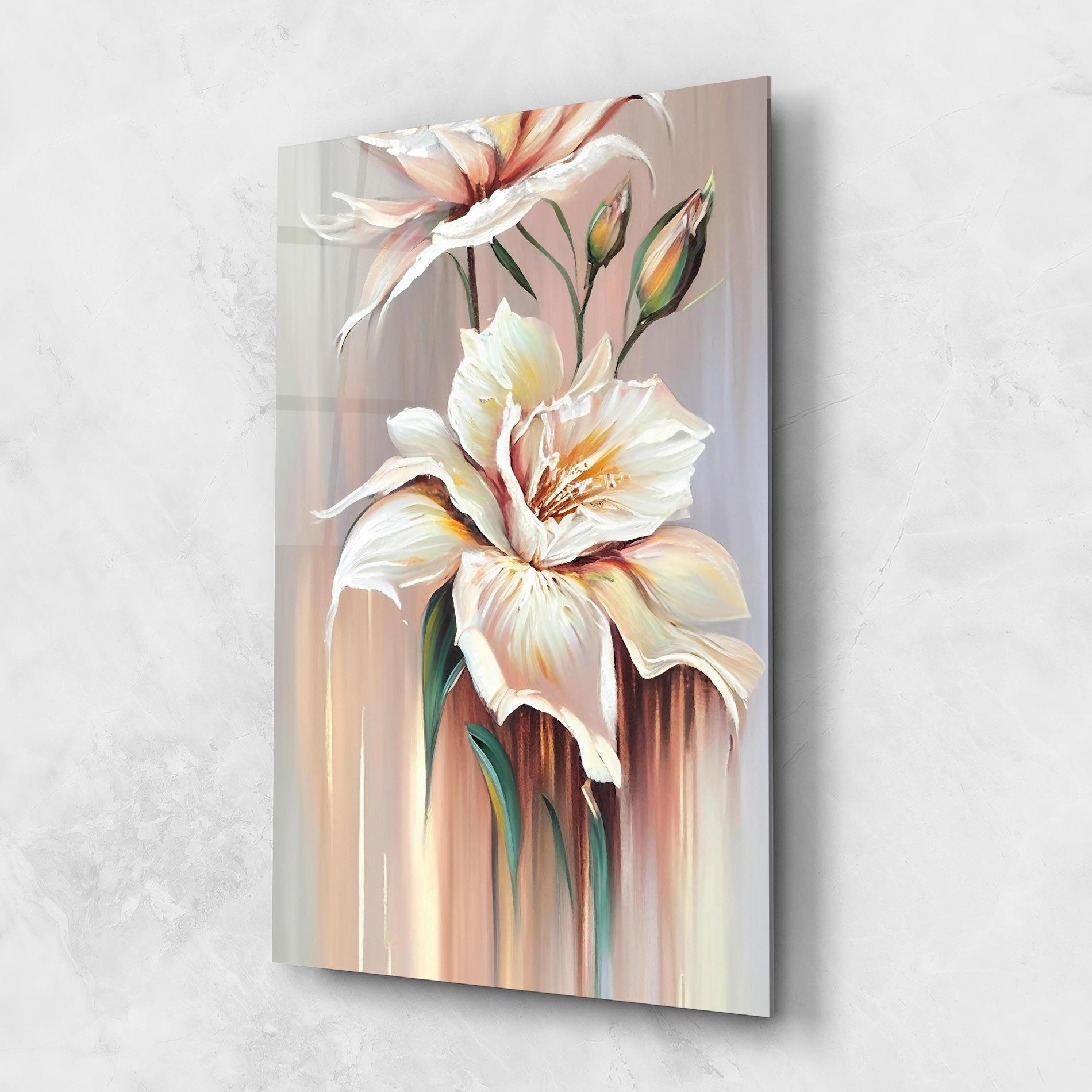 Tablou Sticla Abstract Lily Painting mockup 1