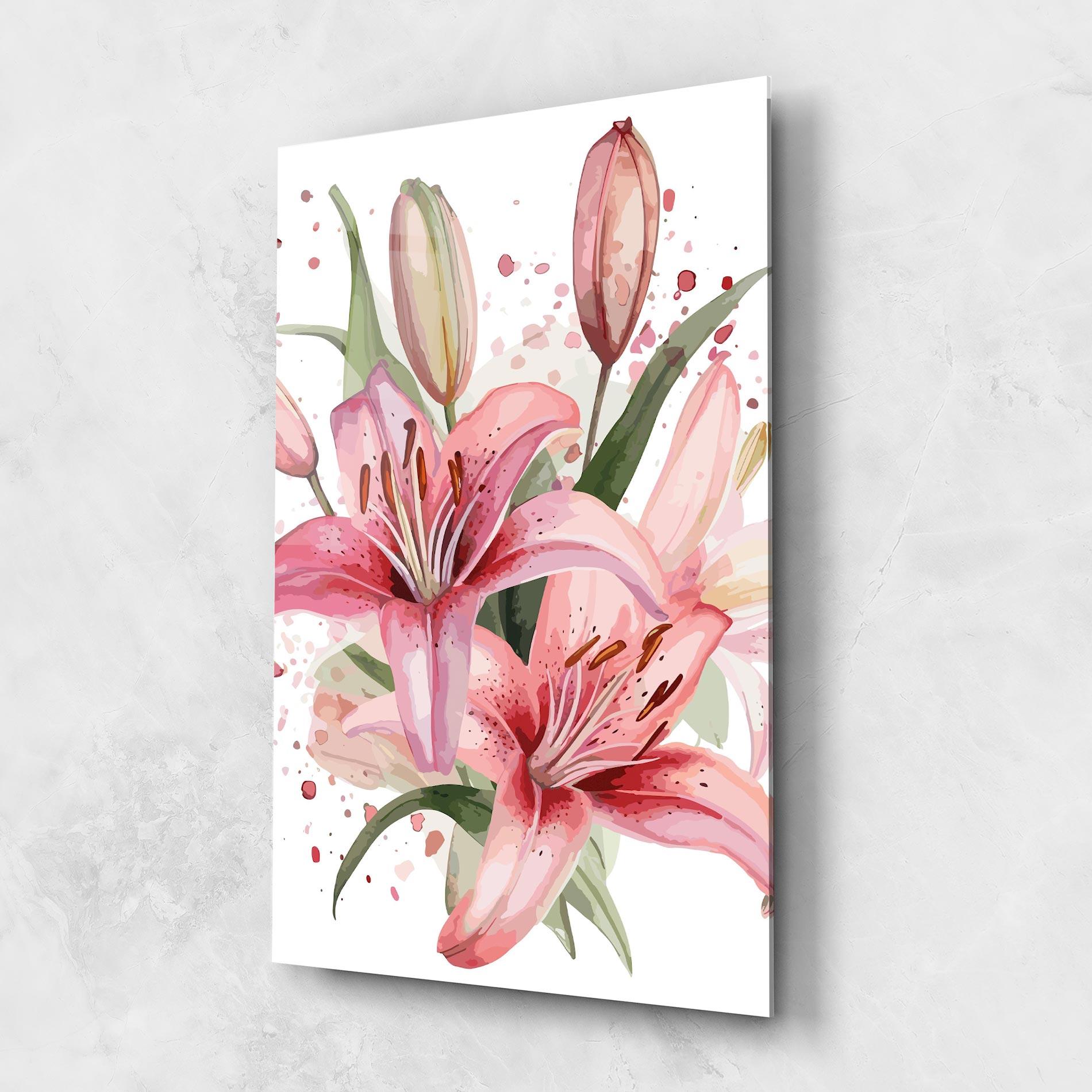 Tablou Sticla Beautiful Pink Lily mockup 1