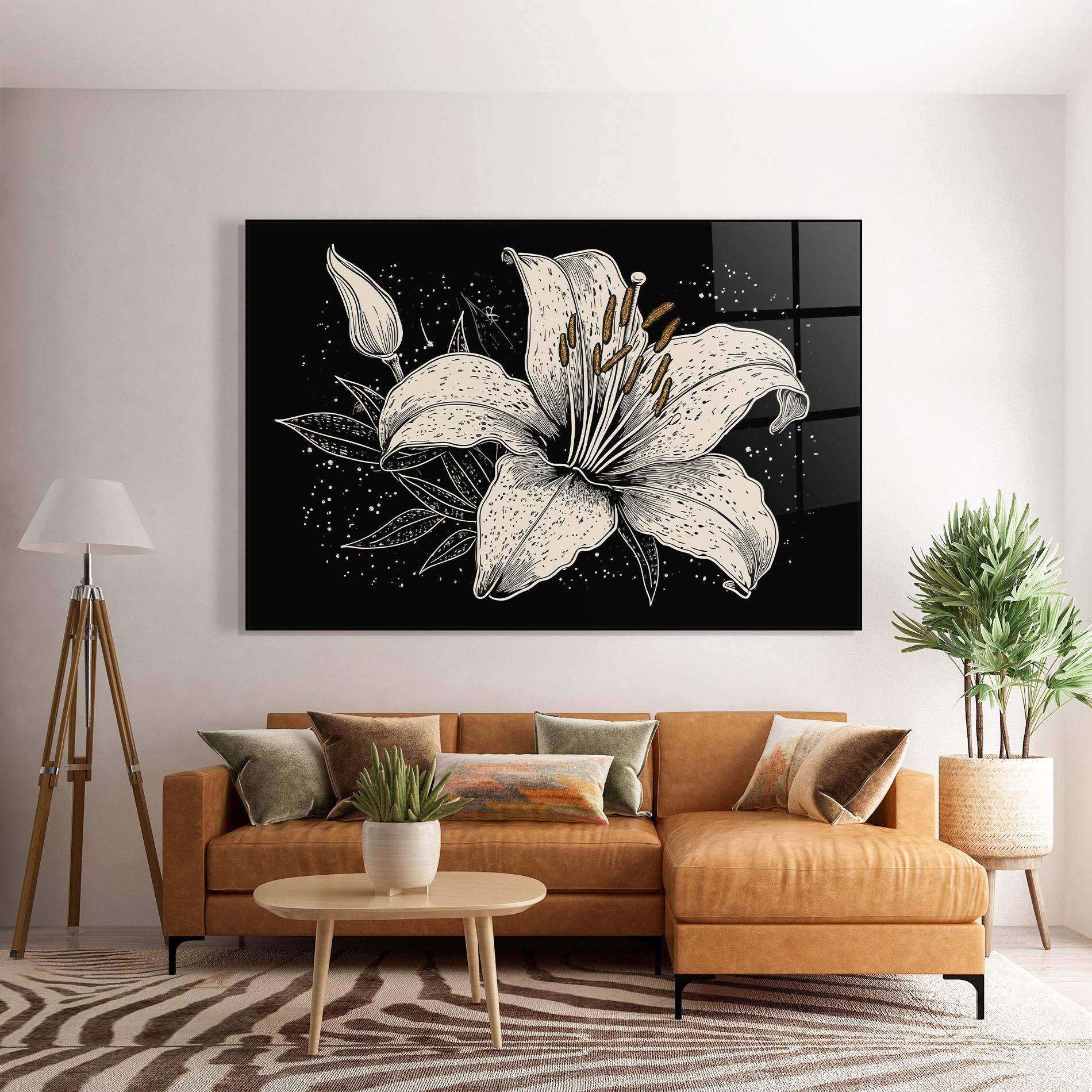 Tablou Sticla Cream Black Lily mockup 7