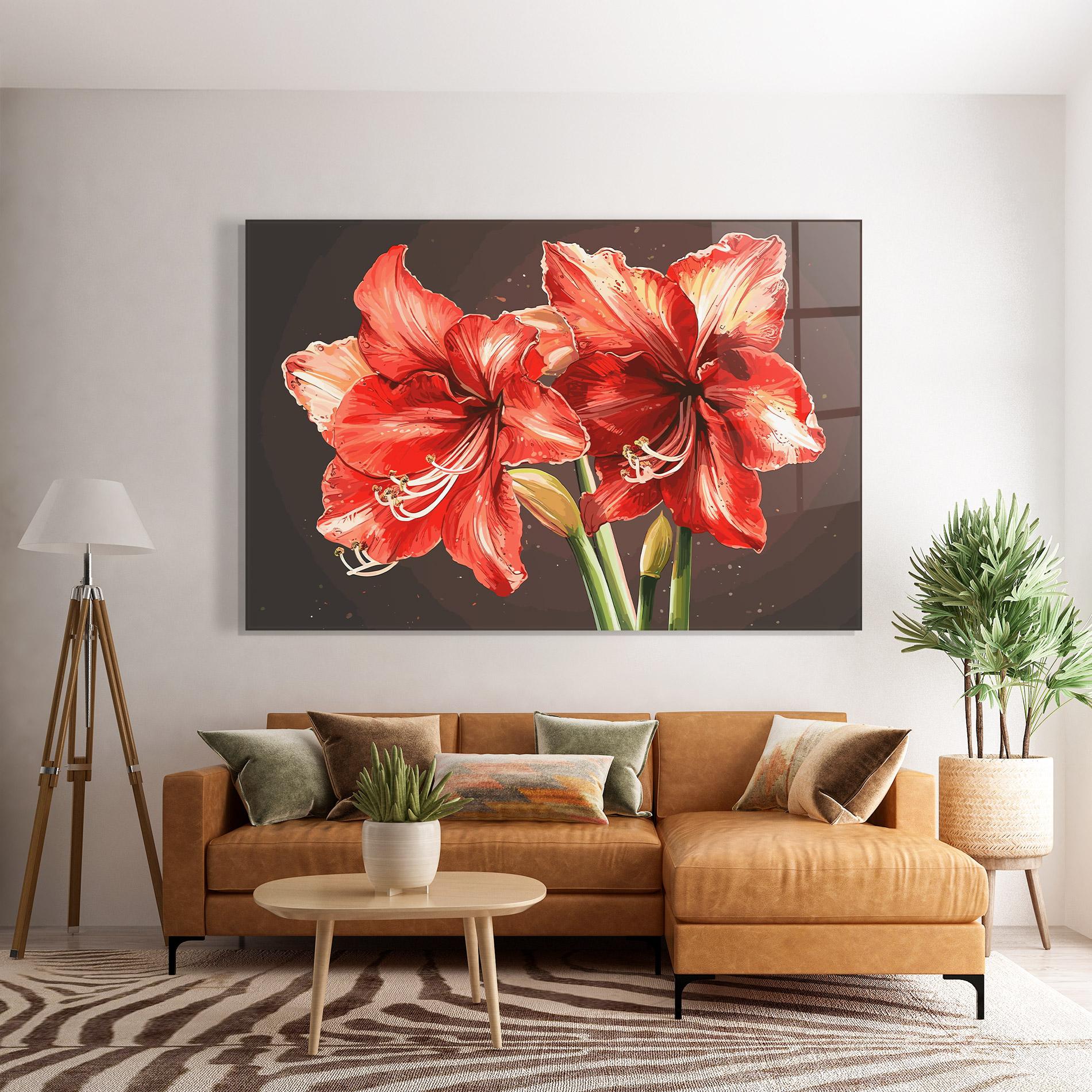 Tablou Sticla Orange Pretty Lily mockup 7