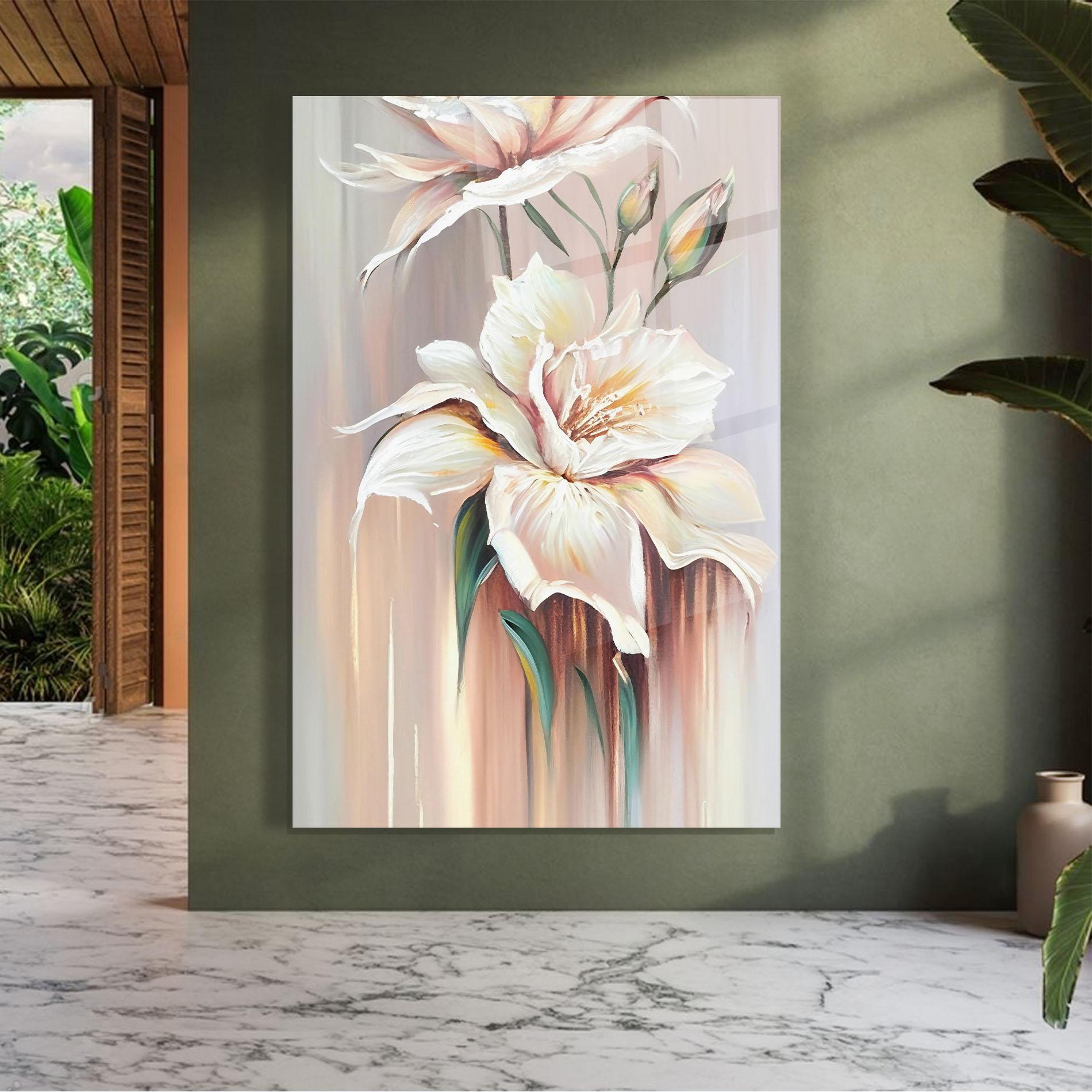 Tablou Sticla Abstract Lily Painting mockup 7