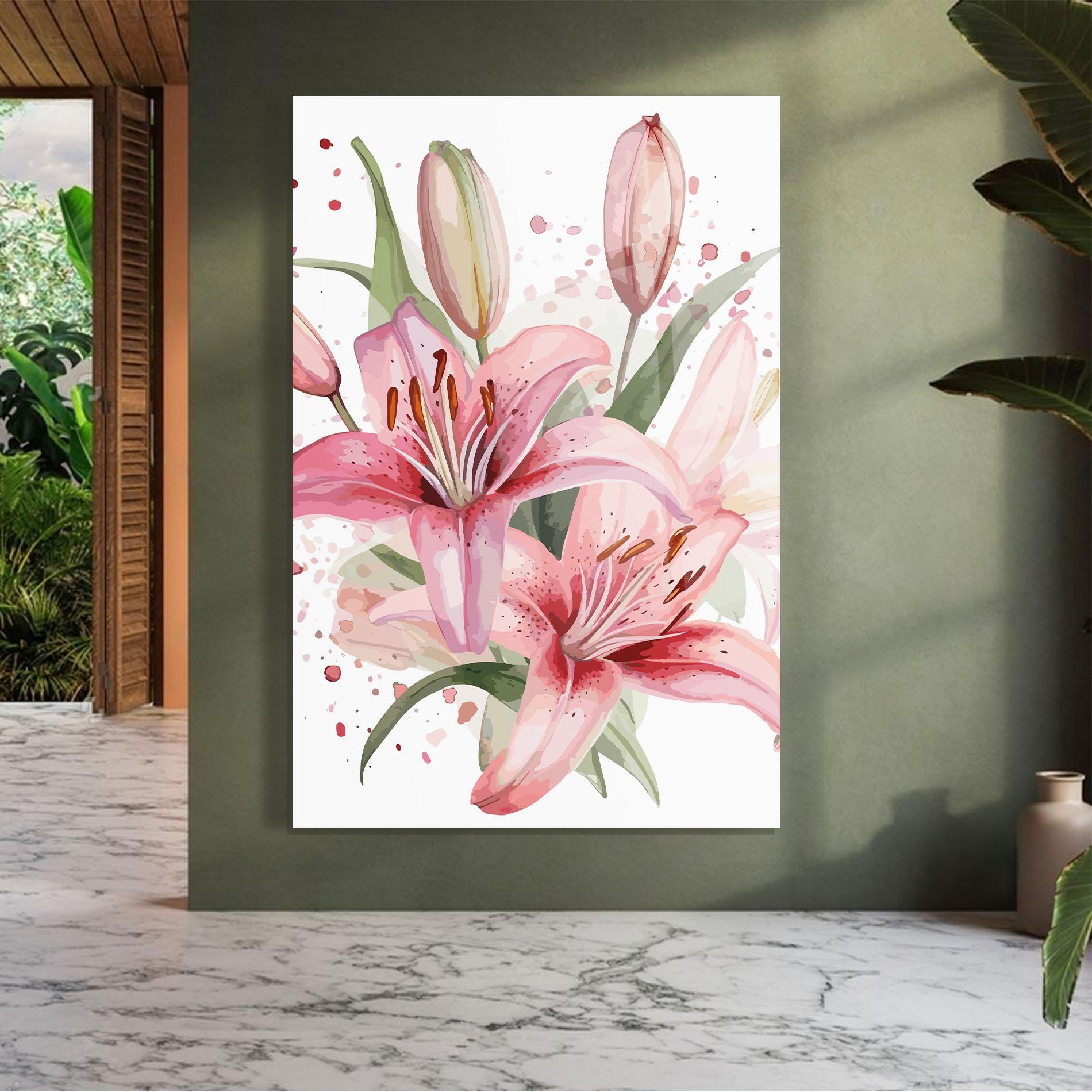 Tablou Sticla Beautiful Pink Lily mockup 7
