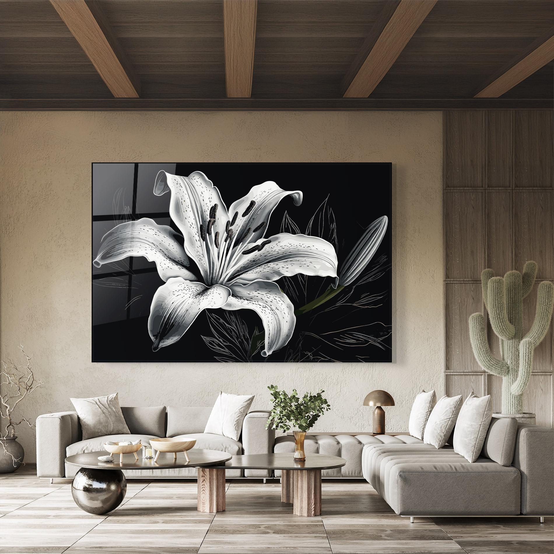 Tablou Sticla Artistic White Lily mockup 8